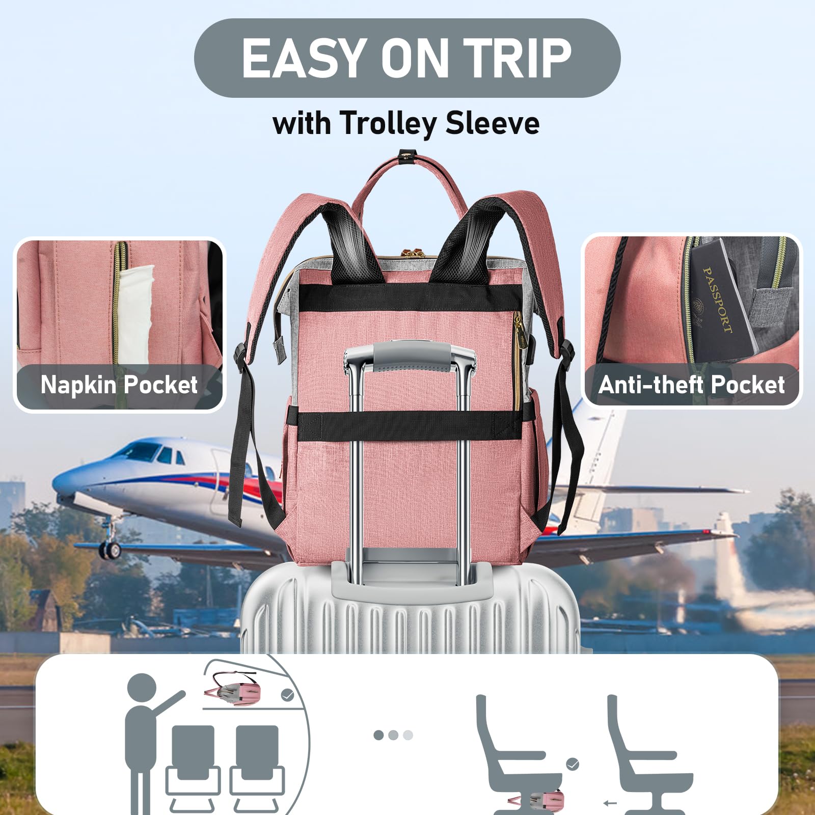Anti-Theft Travel Laptop Backpack for Women - 15.6 Inch USB Charging Port Water-Resistant College Business Backpack - Perfect for Work, School, Commuting & Airplane Carry-On