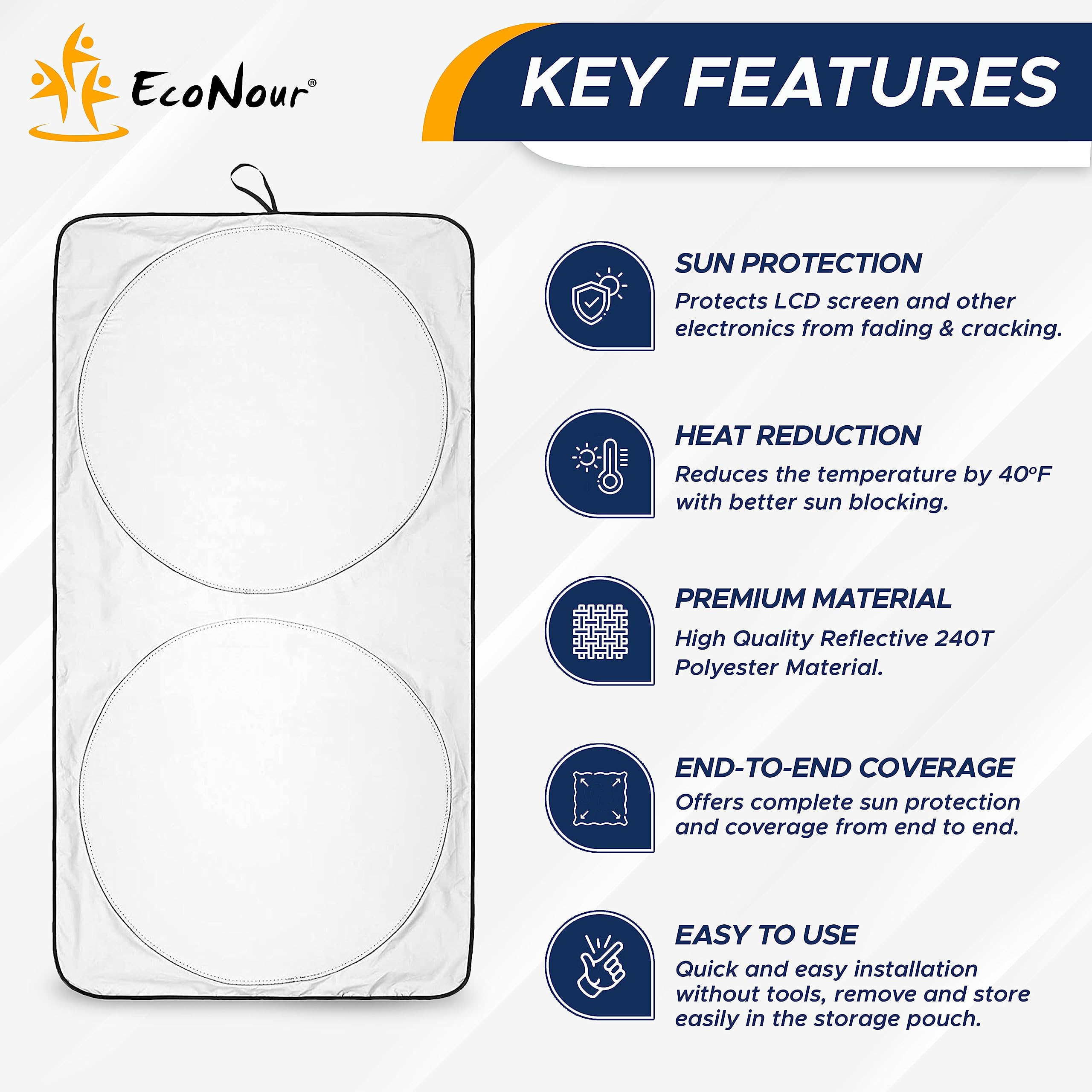 EcoNour Retractable Car Windshield & Side Window Sun Shade 15
