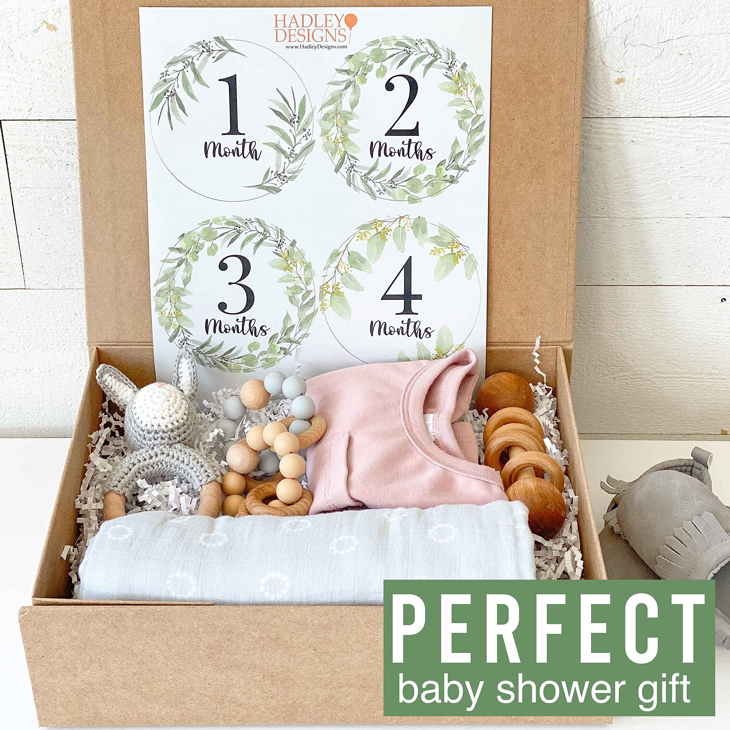 Hadley Designs 20 Pack Greenery Baby Monthly Milestone Stickers - Newborn Photo Props for First Year Memories | Perfect for Baby Shower Gifts, Monthly Photos, and Scrapbooking
