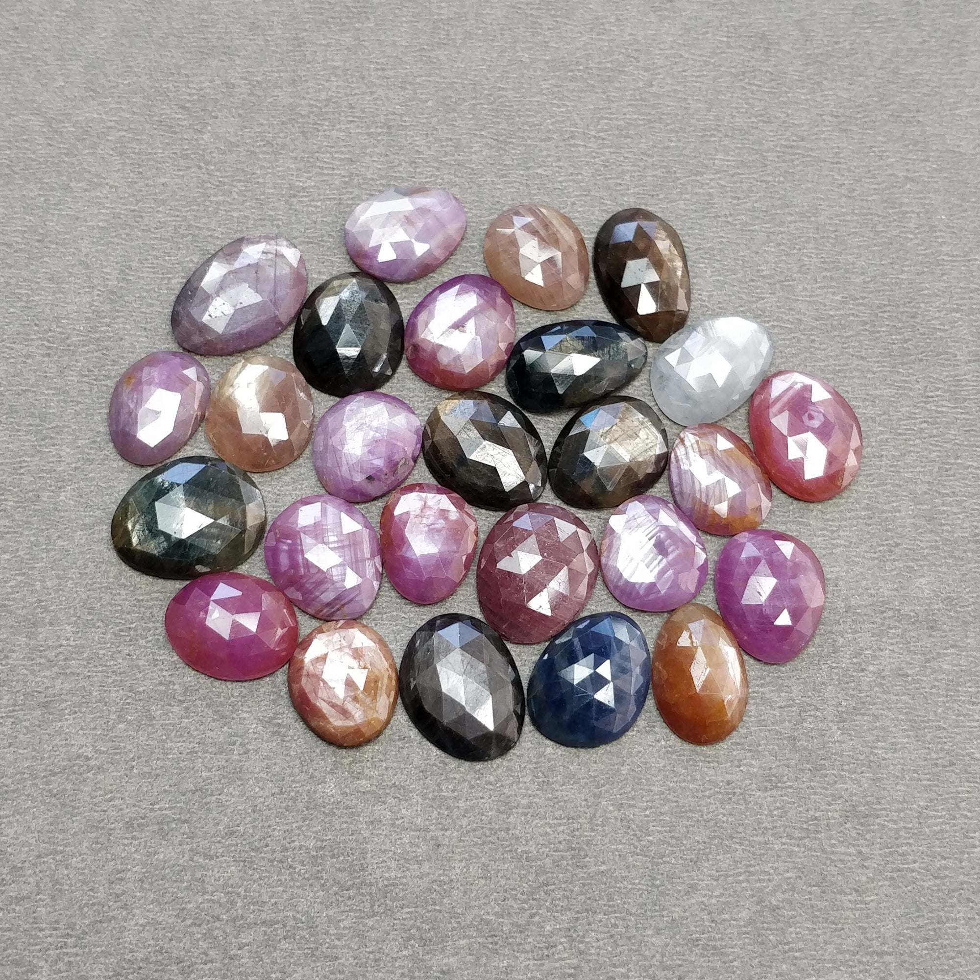 Natural Untreated Multi-Color Sapphire Gemstone Rose Cut Egg Shape Lot - Perfect for Jewelry Making, Engagement Rings & Healing Crystal Collections