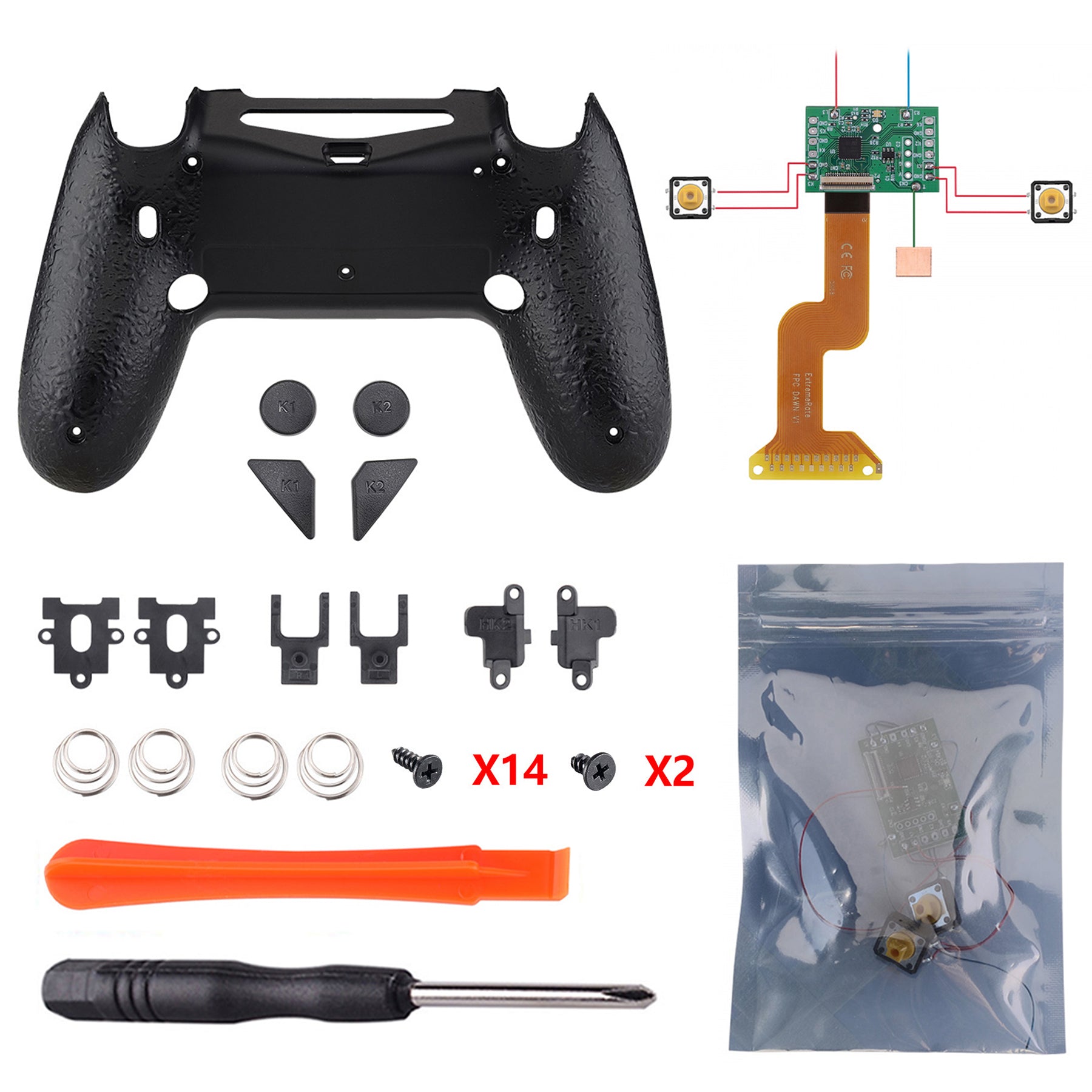 eXtremeRate Dawn 2.0 FlashShot Trigger Stop Remap Kit for PS4 Controller JDM 040/050/055 - Textured Black | Enhanced Gaming Performance for FPS & Competitive Play