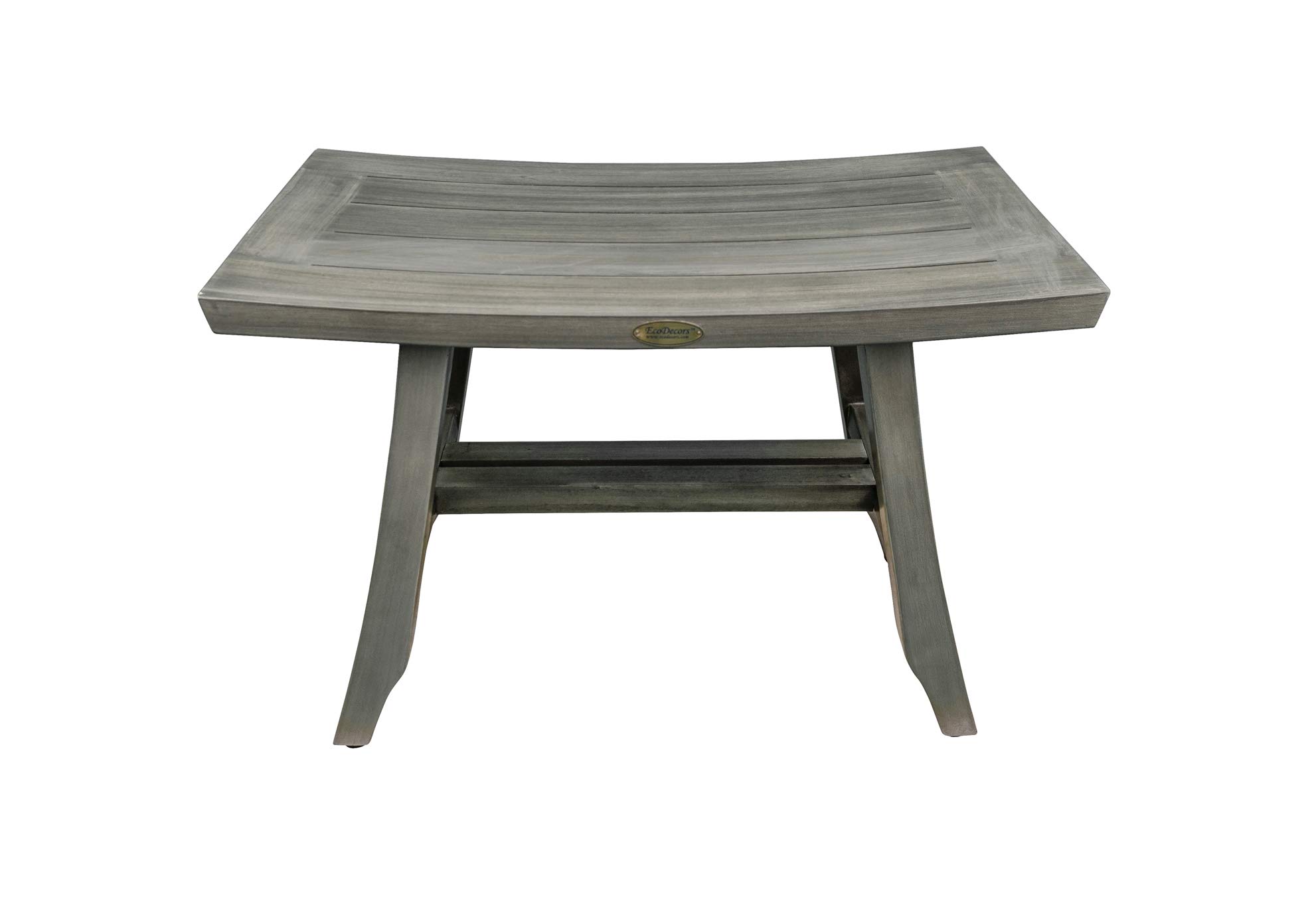 Waterproof Teak Shower Bench - 24 Inch Gray Stool for Bathroom Safety & Storage