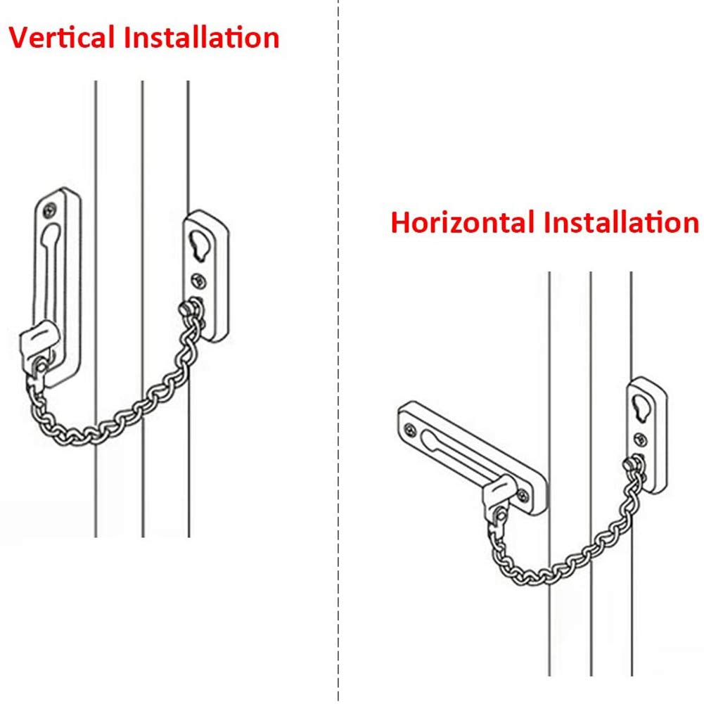 MroMax 304 Stainless Steel Door Security Chain Lock - 2 Pack Burglarproof Home Safety Guard for Apartment & House (Silver Tone) | Perfect for Front Door, Back Door & Rental Property Security