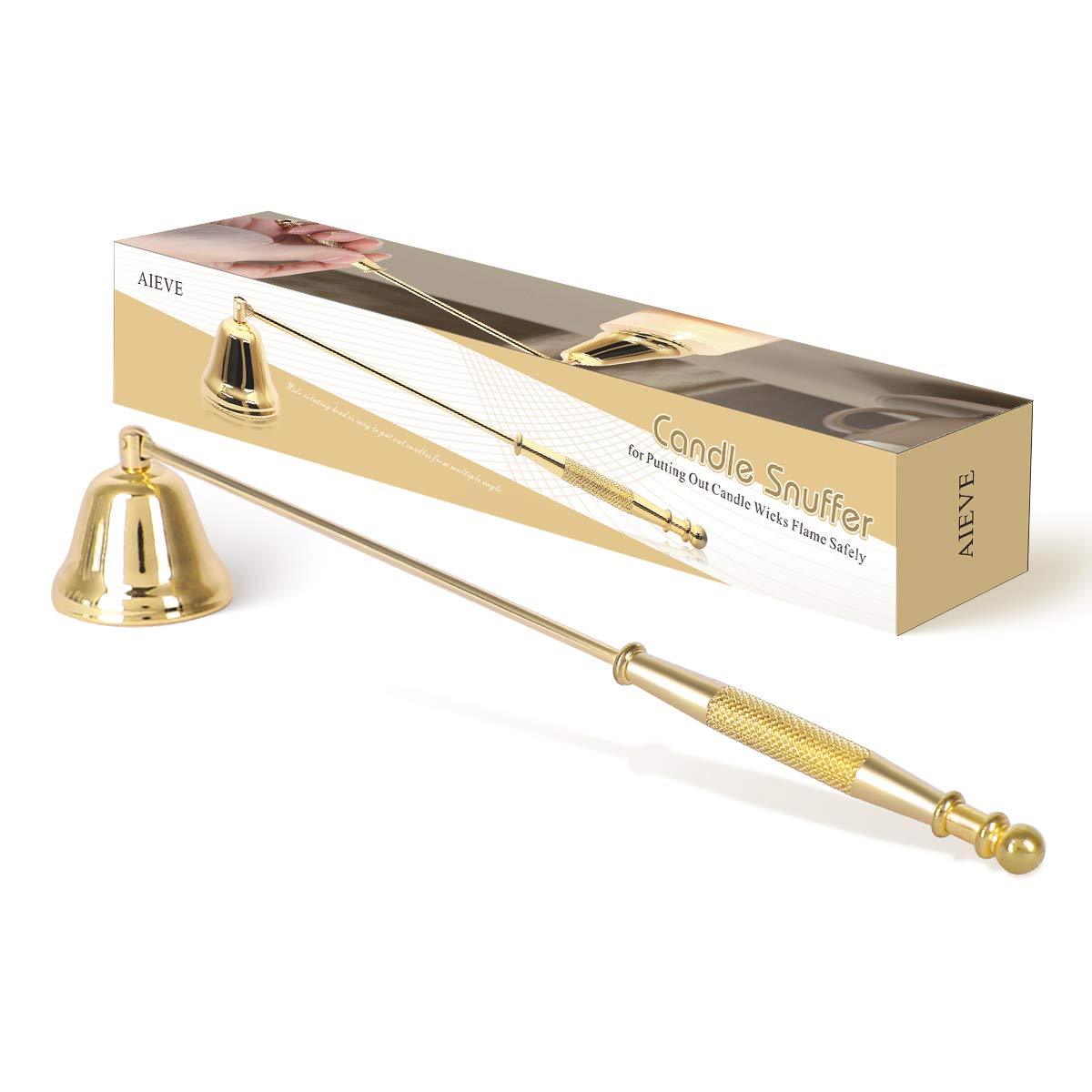 AIEVE Long Handle Candle Snuffer - Premium Candle Extinguisher Tool for Scented, Aromatherapy & Decorative Candles - Perfect for Home, Spa, Meditation & Romantic Dinners