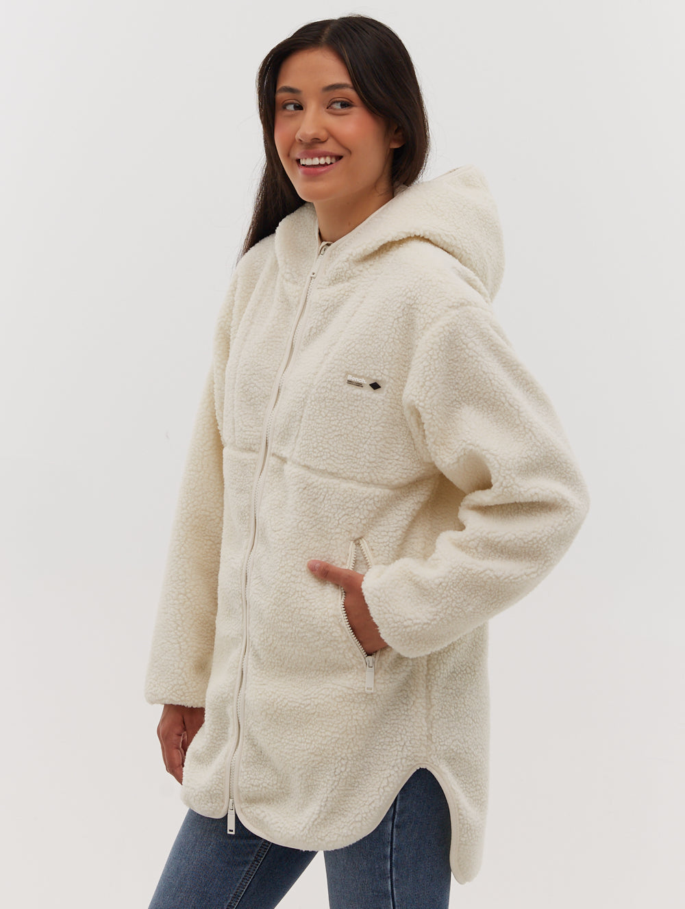 Brilli Women's Longline Sherpa Jacket - Cozy Fleece Lined Winter Coat for Outdoor Activities & Casual Wear