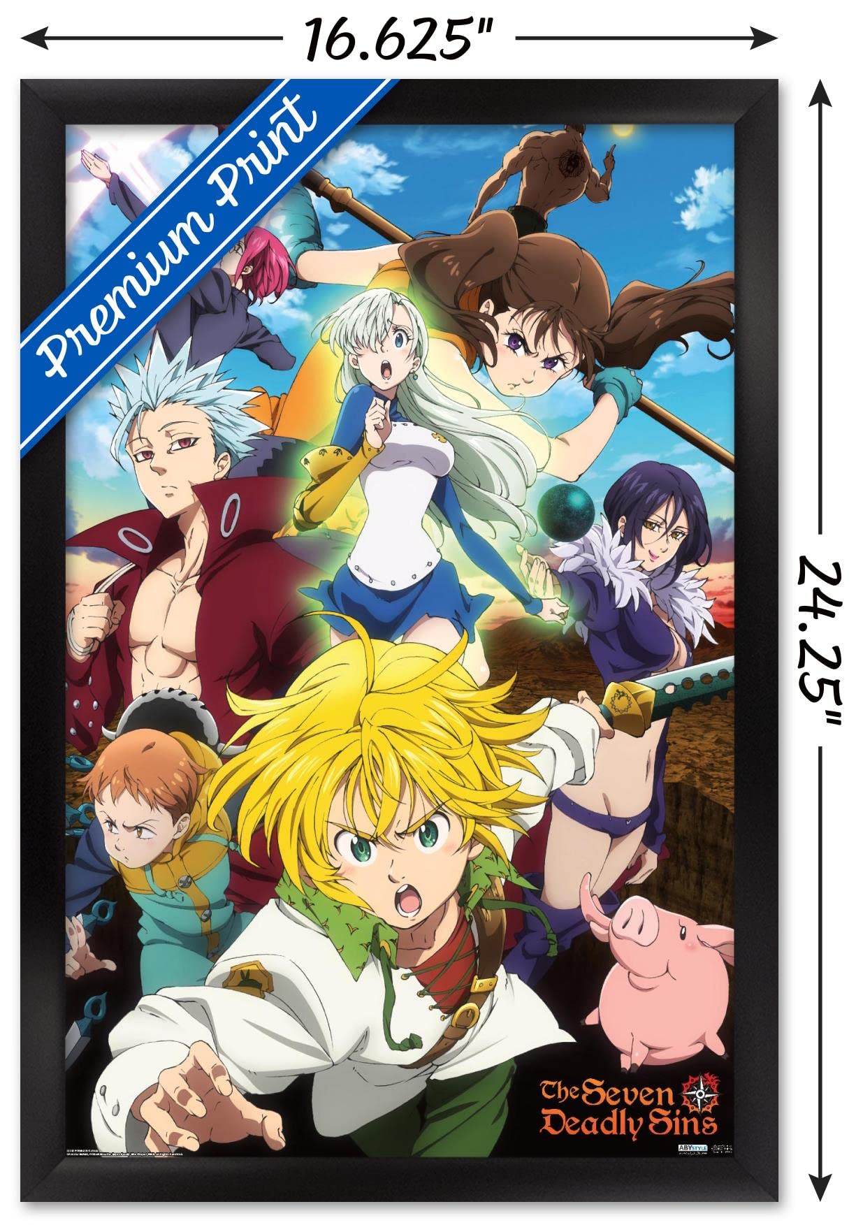 The Seven Deadly Sins Season 3 Anime Wall Poster - 14.725x22.375 Inches, Black Framed Art Print | Perfect for Bedroom, Game Room & Anime Fan Decor