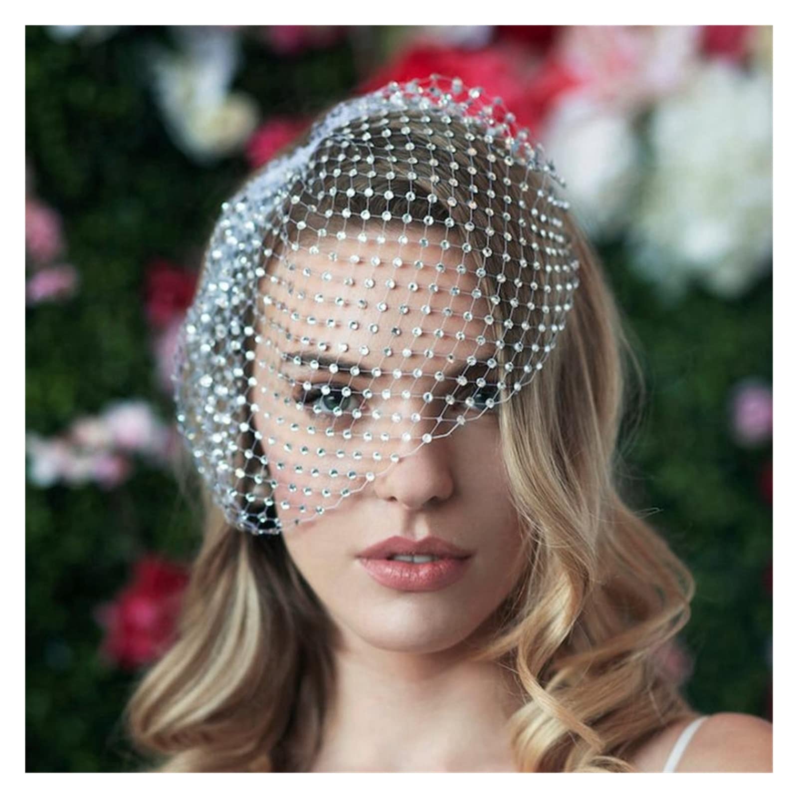 Elegant Black Bridal Birdcage Veil with Rhinestone Bandeau - White Ivory Black Wedding Blusher Veil for Brides, Party Queens & Special Occasions | Perfect for Vintage Weddings, Photo Shoots & Formal Events (One Size)