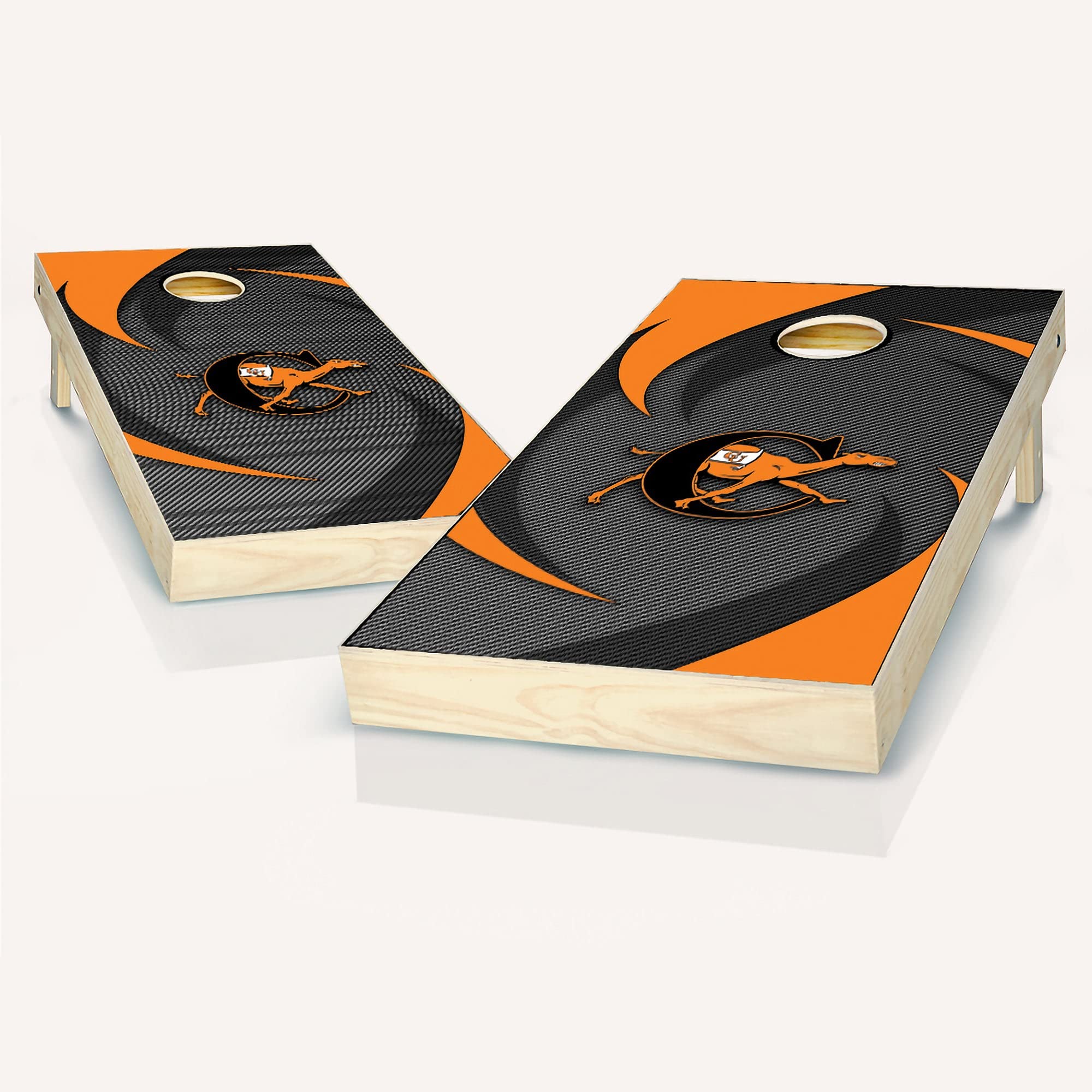 Premium Campbell Swoosh Cornhole Game Set - 2 Regulation Wooden Cornhole Boards & 8 All-Weather Bean Bags | Outdoor Lawn Games for Backyard, Tailgating, and Beach Parties