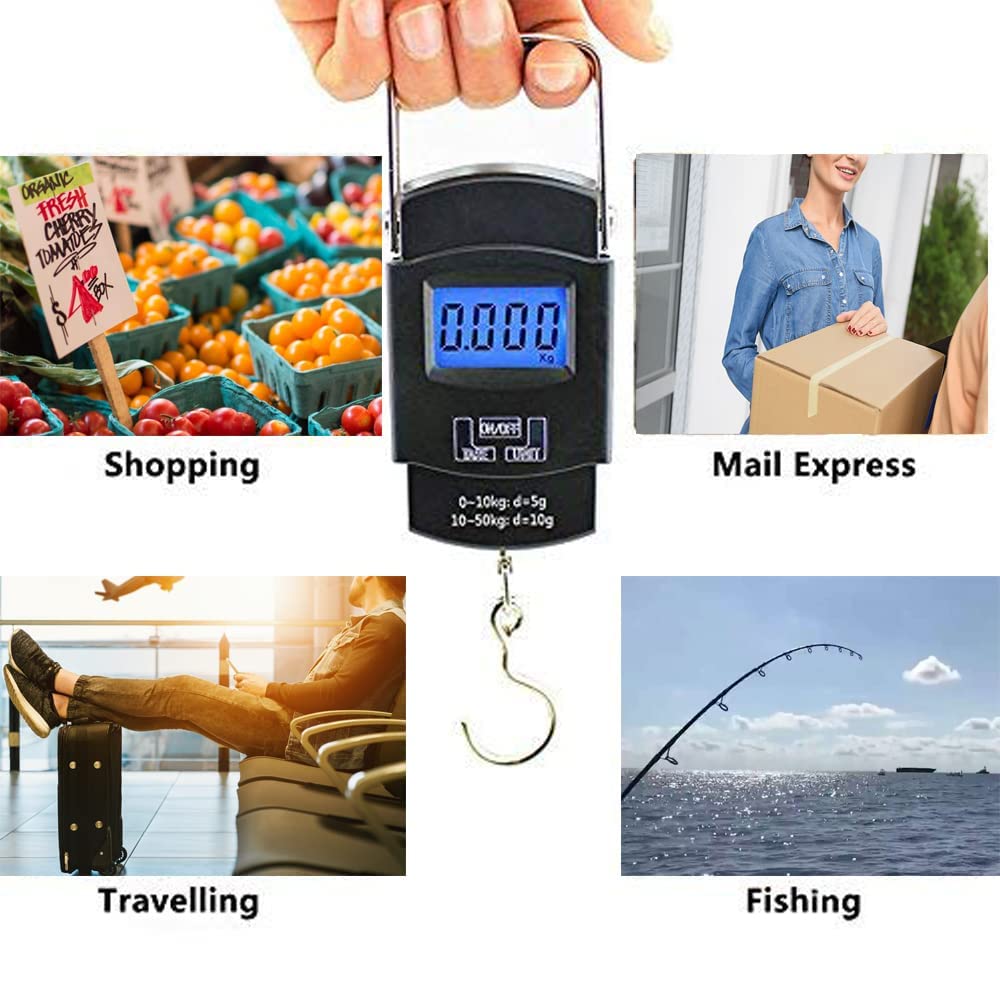 Portable Digital Luggage Scale with Auto-Lock & LCD Display - 110lbs/50kg Capacity, Accurate Weight Measurement for Travel, Fishing & Shipping - Perfect for Airports, Camping & Outdoor Adventures