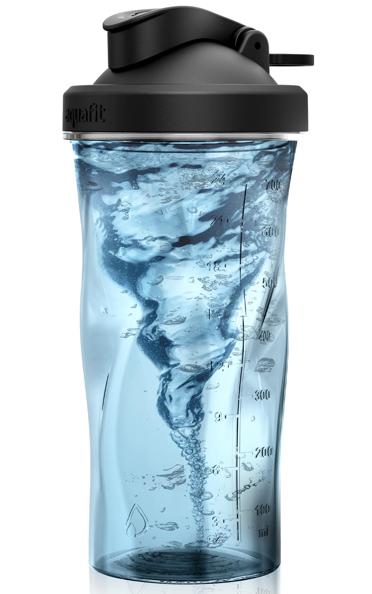 AQUAFIT 24oz Protein Shaker Bottle with Leak-Proof Lid - BPA-Free Gym Water Bottle for Protein Shakes, Pre-Workout & Smoothies - Ideal for Fitness, Bodybuilding & Post-Workout Recovery (Clear-Black)