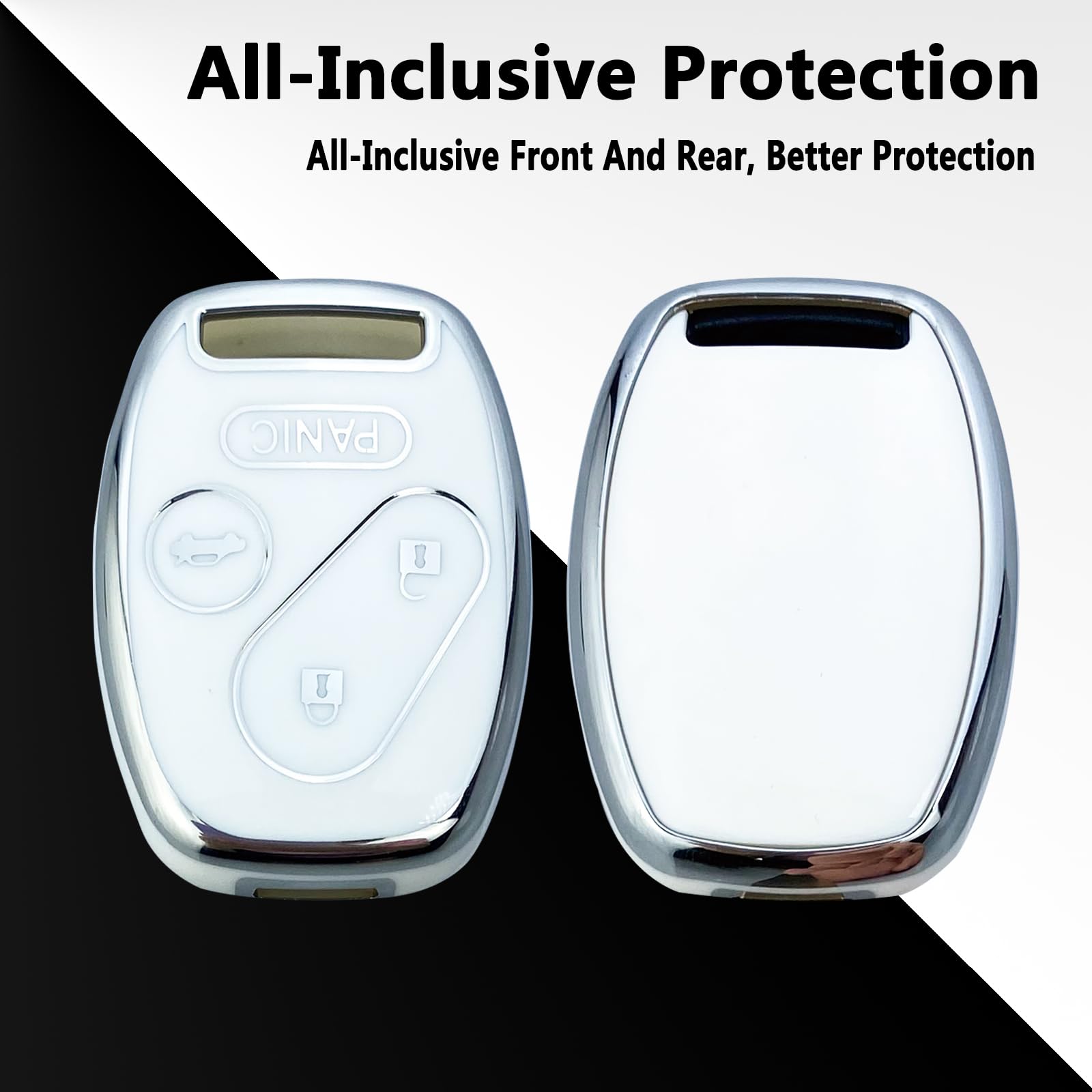 Premium Leather Key Fob Cover Case Compatible with Honda Accord Civic CR-V CR-Z Fit Odyssey Crosstour - Stylish Protection for Car Keys (White) - Perfect for Everyday Use & Car Enthusiasts