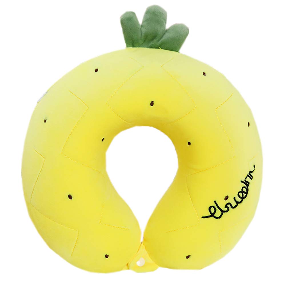 Memory Foam Travel Neck Pillow - U-Shaped Ergonomic Support for Airplane, Car & Office - Soft & Portable Nap Pillow with Cartoon Fruit Design (Pineapple, 30×30cm) - Perfect for Long Flights, Road Trips & Work Breaks