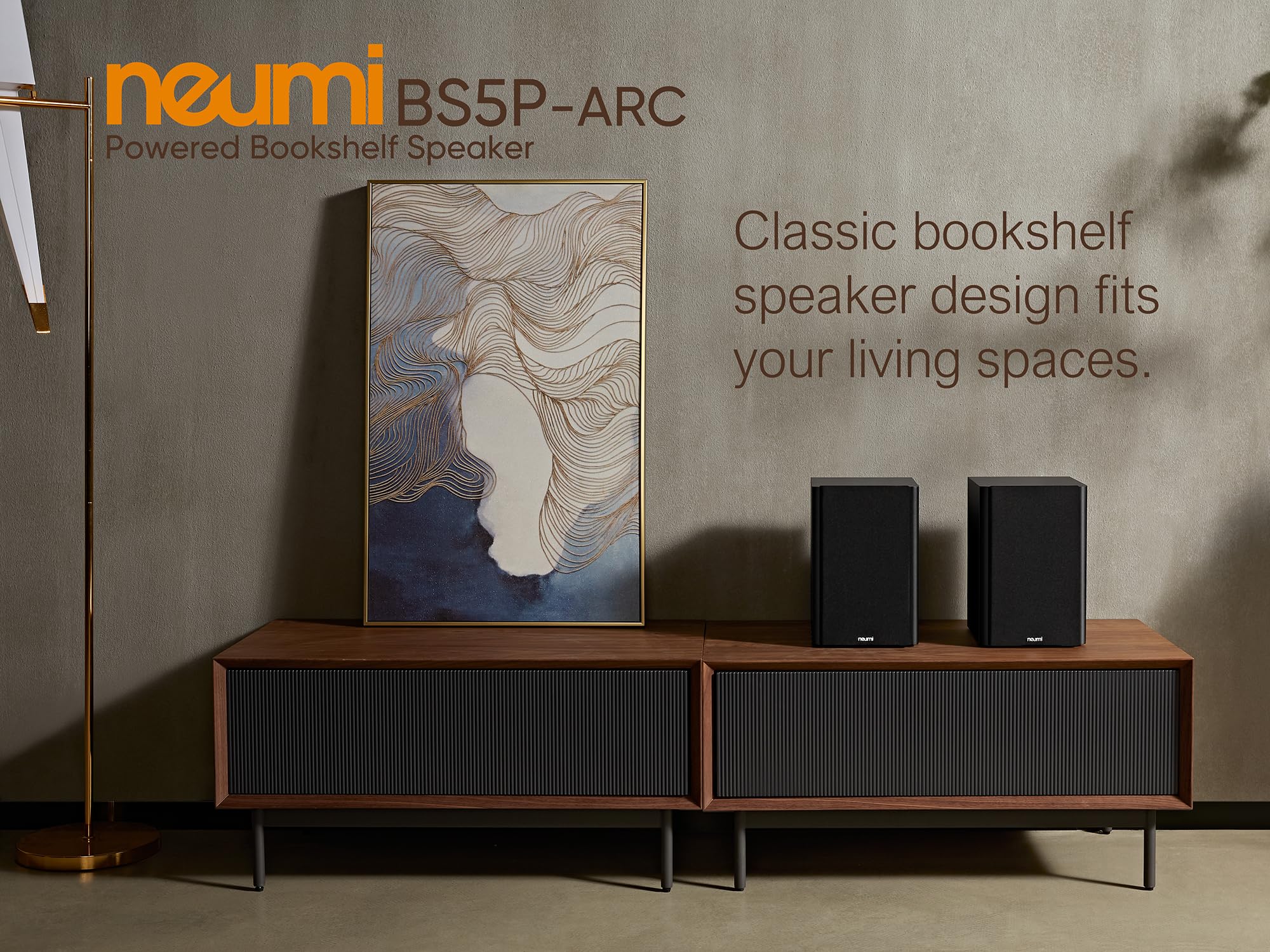 NEUMI BS5P-ARC 75W Powered Bookshelf Speakers - Bluetooth, HDMI, USB, Optical & Coaxial Inputs with Remote - 5