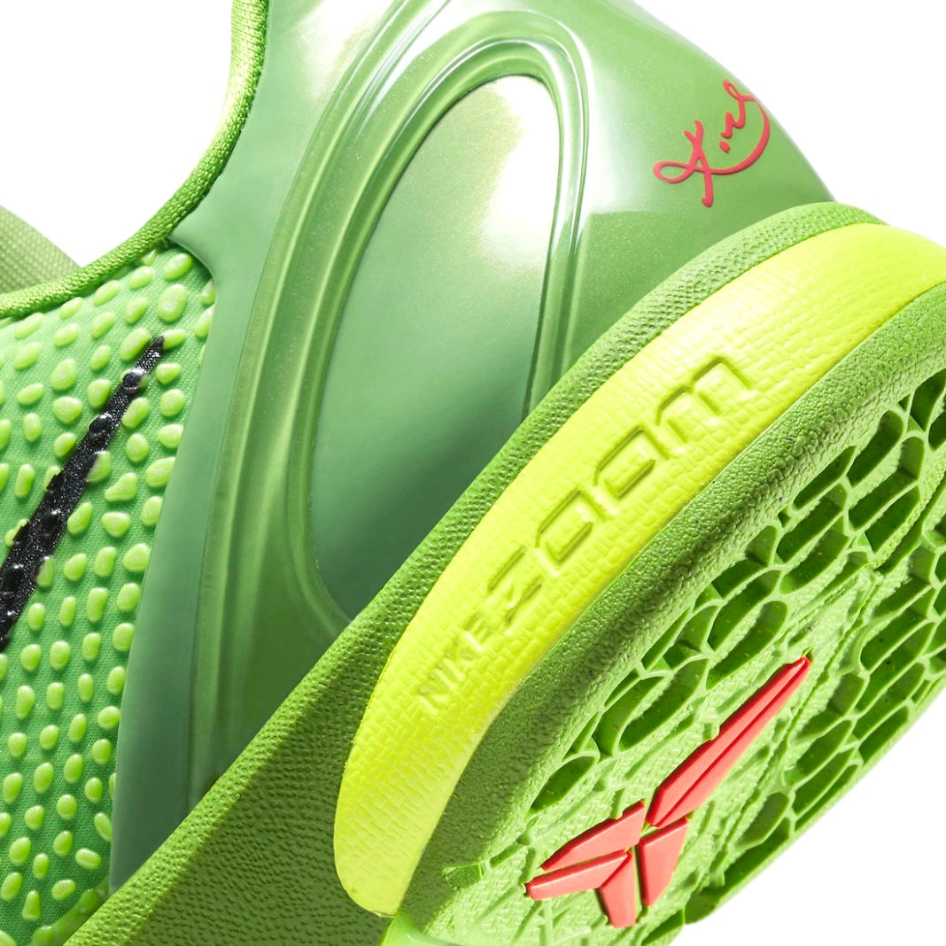Kobe 6 Protro Grinch Basketball Shoes - Apple Green, Black, Volt & Crimson Colorway | High-Performance Court Shoes for NBA Fans & Streetwear Enthusiasts | Perfect for Basketball Games, Training & Sneaker Collection