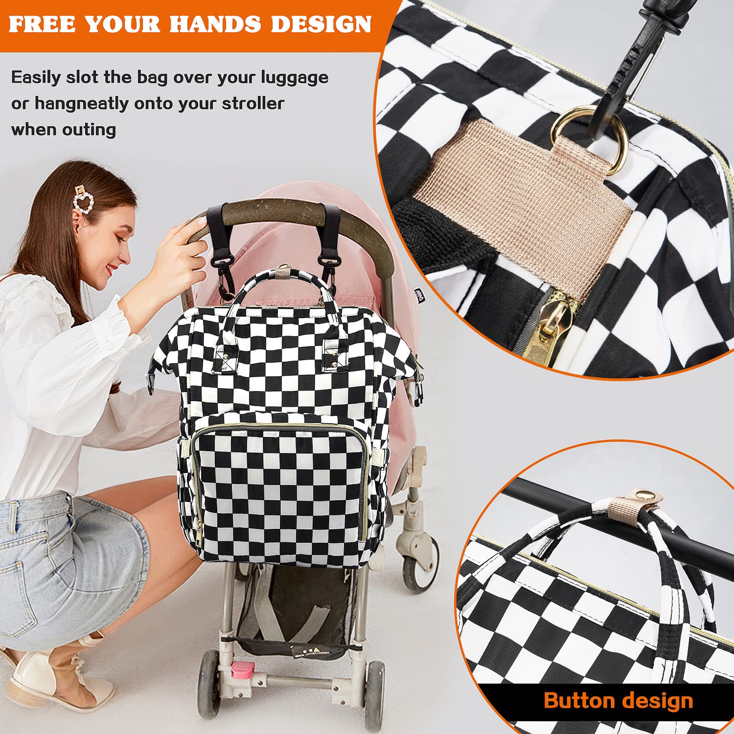 3 in 1 Waterproof Diaper Bag Backpack - Multifunctional Baby Bag with Changing Pad & Stroller Straps | Perfect for Travel, Daycare & On-the-Go Parents