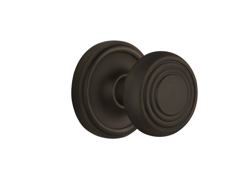 Vintage Style Rosette with Deco Door Knob - Double Dummy Set in Oil-Rubbed Bronze Finish | Classic Home Hardware for Interior Doors, Cabinets & Furniture Restoration