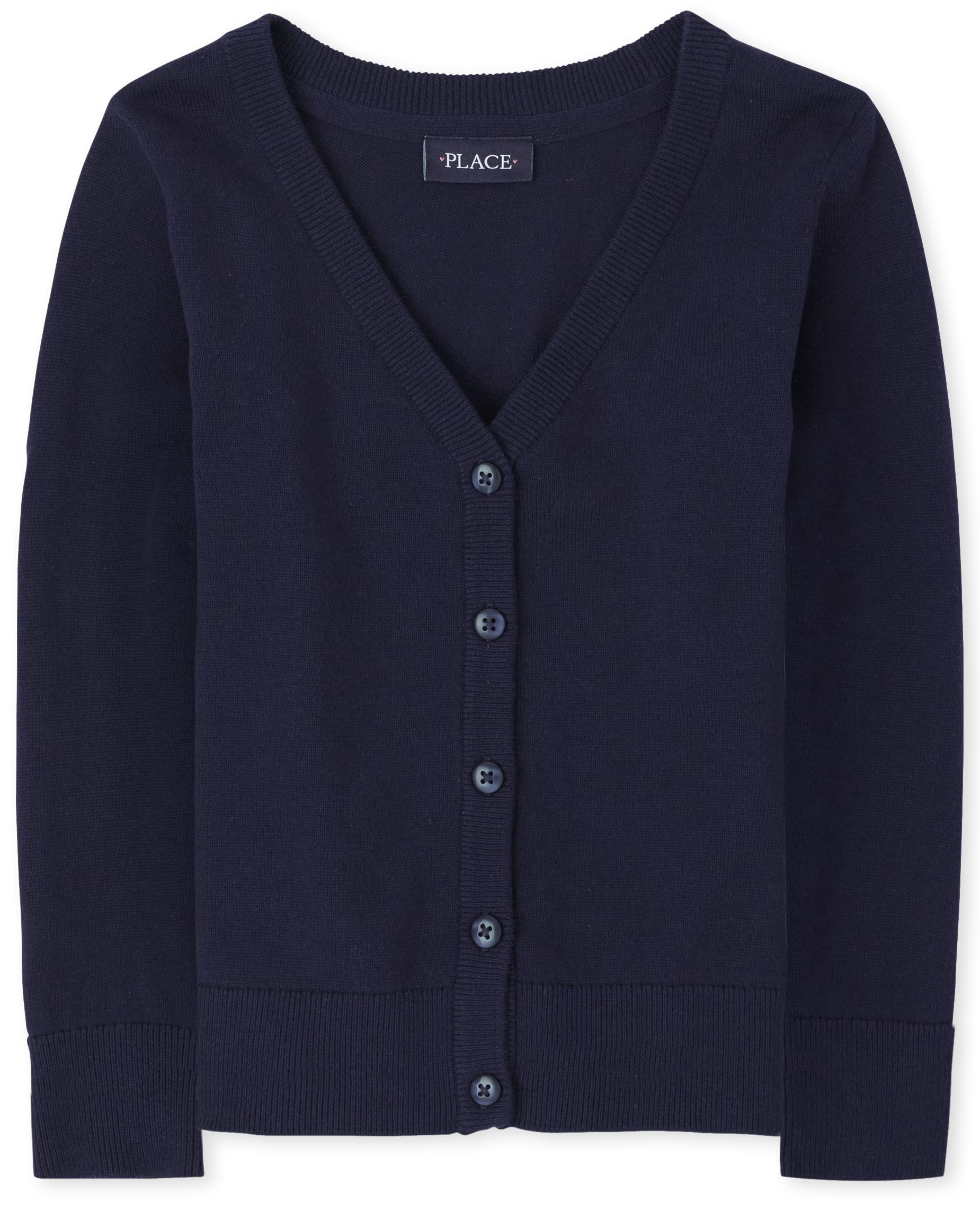 The Children's Place Girls V-Neck Cardigan Sweater - Soft Knit Long Sleeve Button Front Cardigan for School, Layering & Casual Outfits