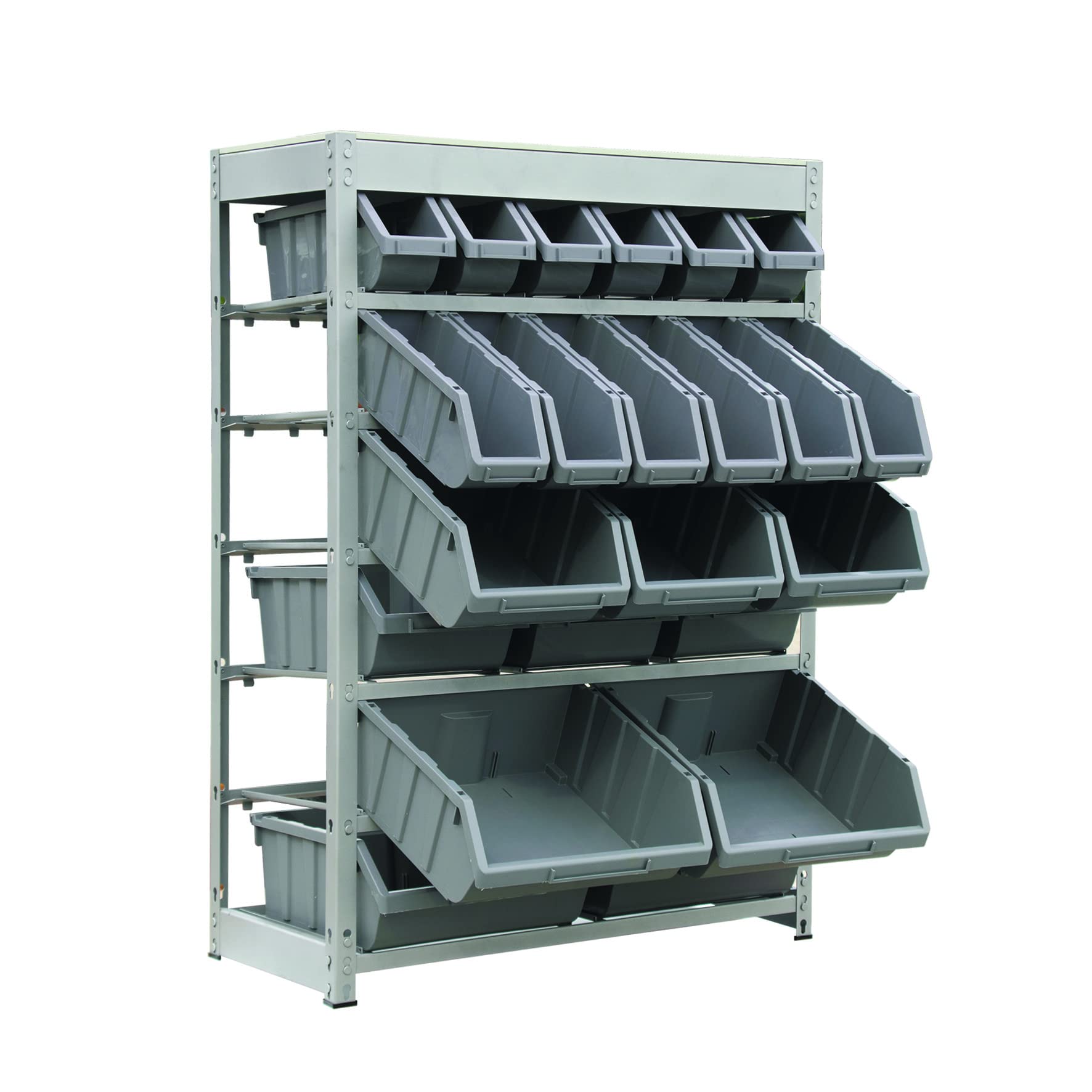 King's Rack Heavy Duty Steel Storage Organizer with 22 Plastic Bins - 6-Tier Shelving Unit for Garage, Warehouse & Home Organization | Durable Storage System for Tools, Toys & Supplies