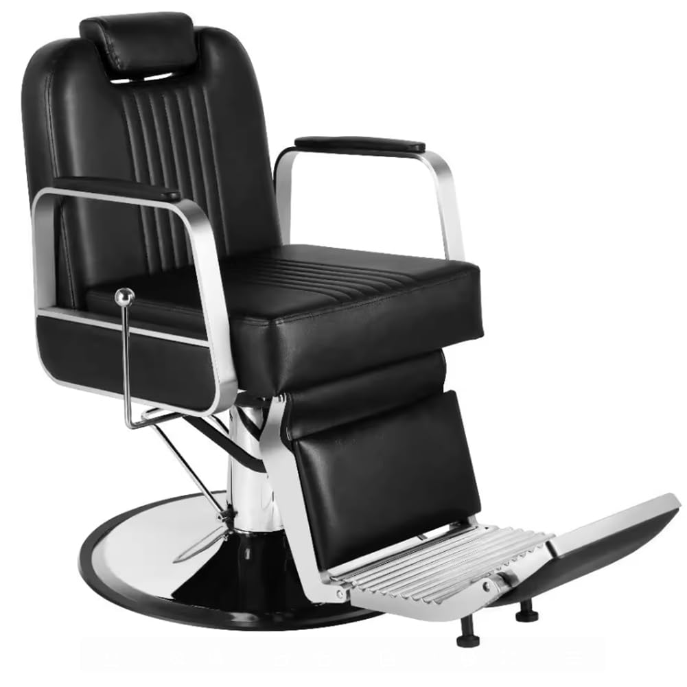 Professional Barber Chair for Hair Stylists - Adjustable Reclining Salon Chair with Swivel Base & Headrest - Heavy Duty Beauty Equipment for Hairdressing, Styling & Shampoo Services - Perfect for Barber Shops, Salons & Spa Businesses