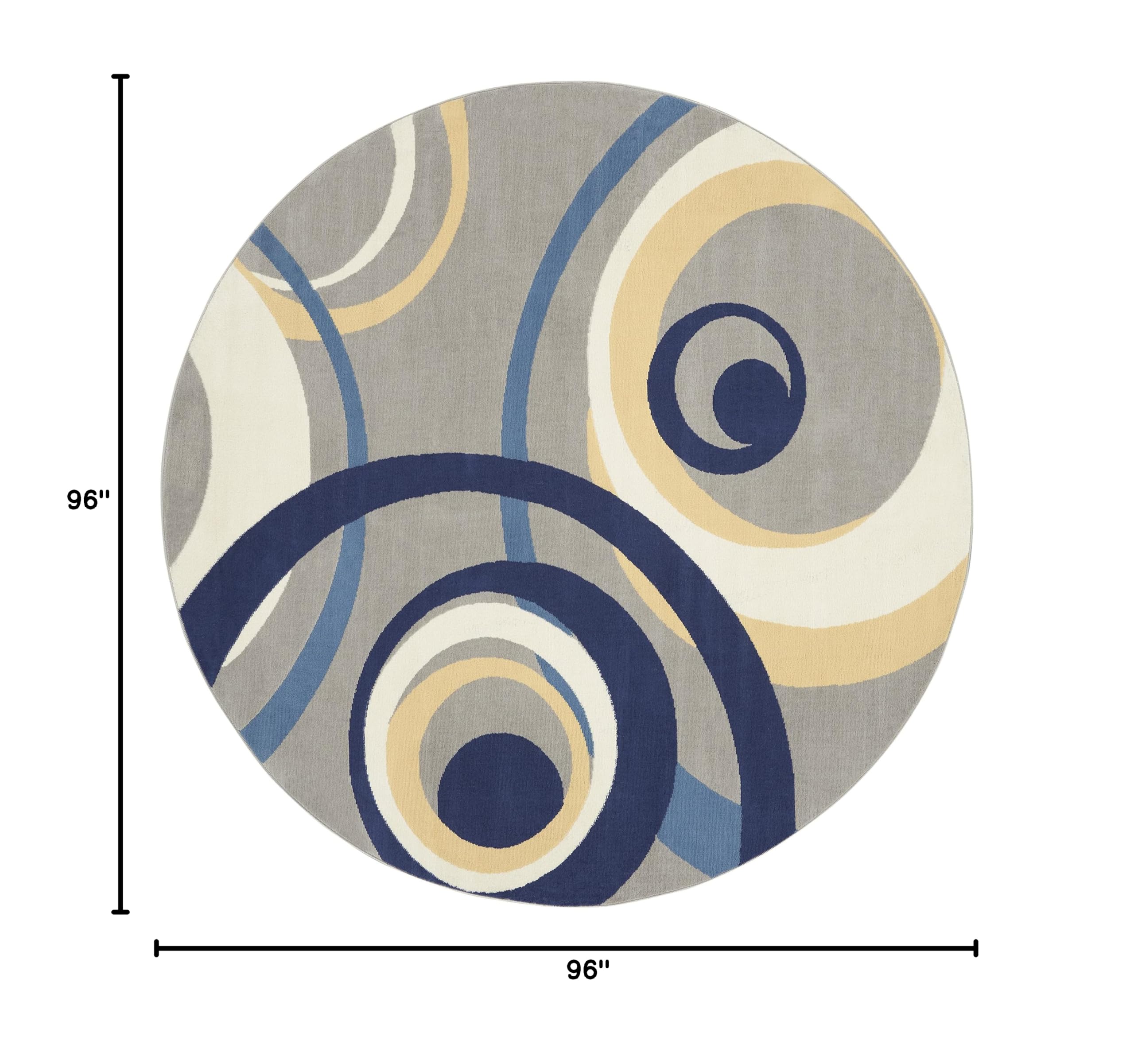 Nourison Grafix Geometric Grey 8' Round Area Rug - Non-Shedding, Easy to Clean - Perfect for Bedroom, Living Room, Dining Room & Kitchen Decor - Modern Home Floor Covering for Cozy Spaces