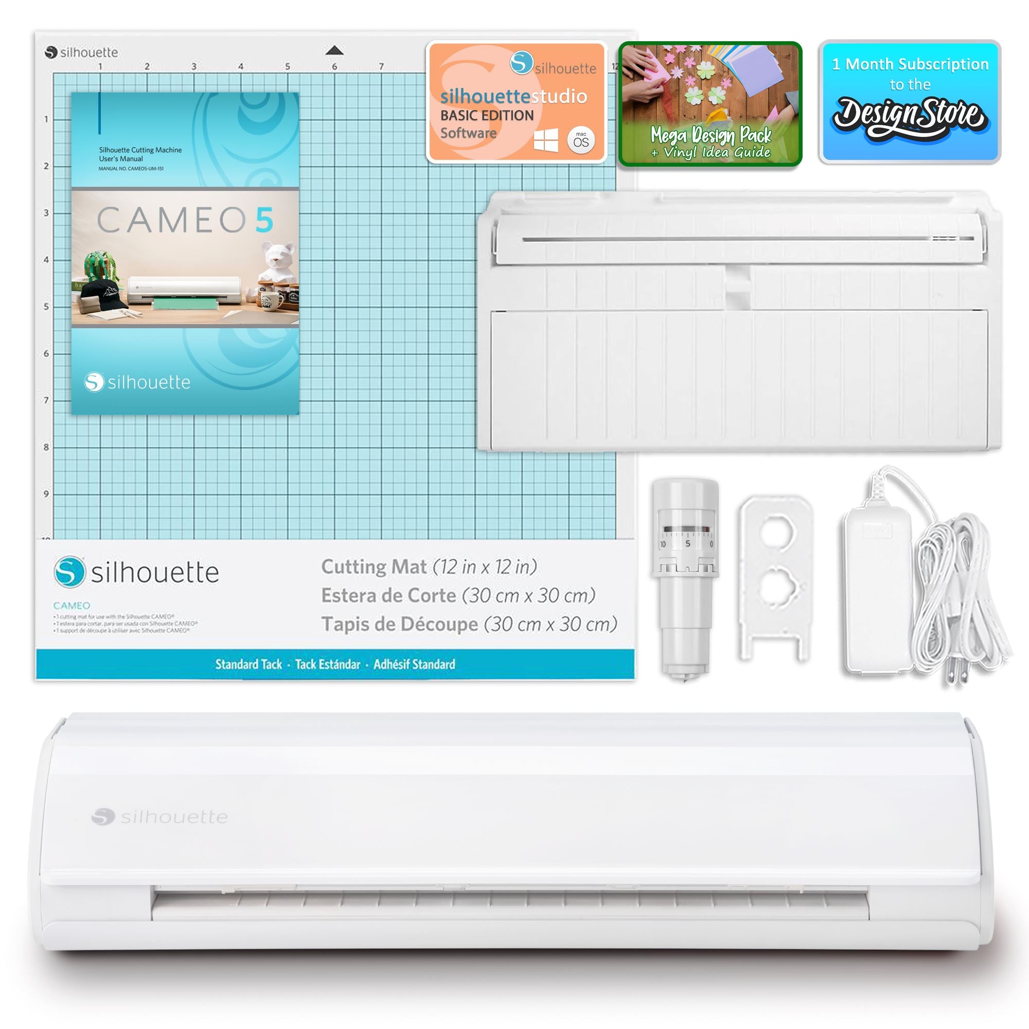 Silhouette Cameo 5 Cutting Machine with 8-in-1 Navy Heat Press Bundle - Includes Siser HTV Vinyl for DIY Crafts, T-Shirts, Home Decor & Personalized Gifts