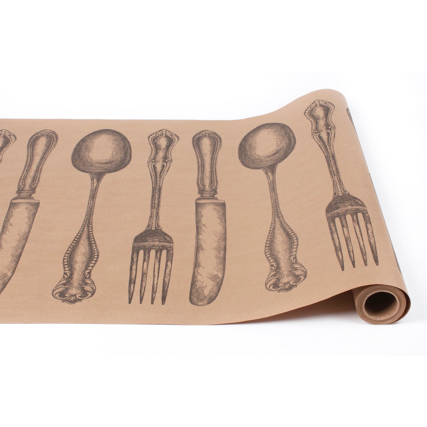 Premium Kraft Cutlery Runner - Eco-Friendly Disposable Knife Fork Spoon Holder for Parties, Weddings & Picnics
