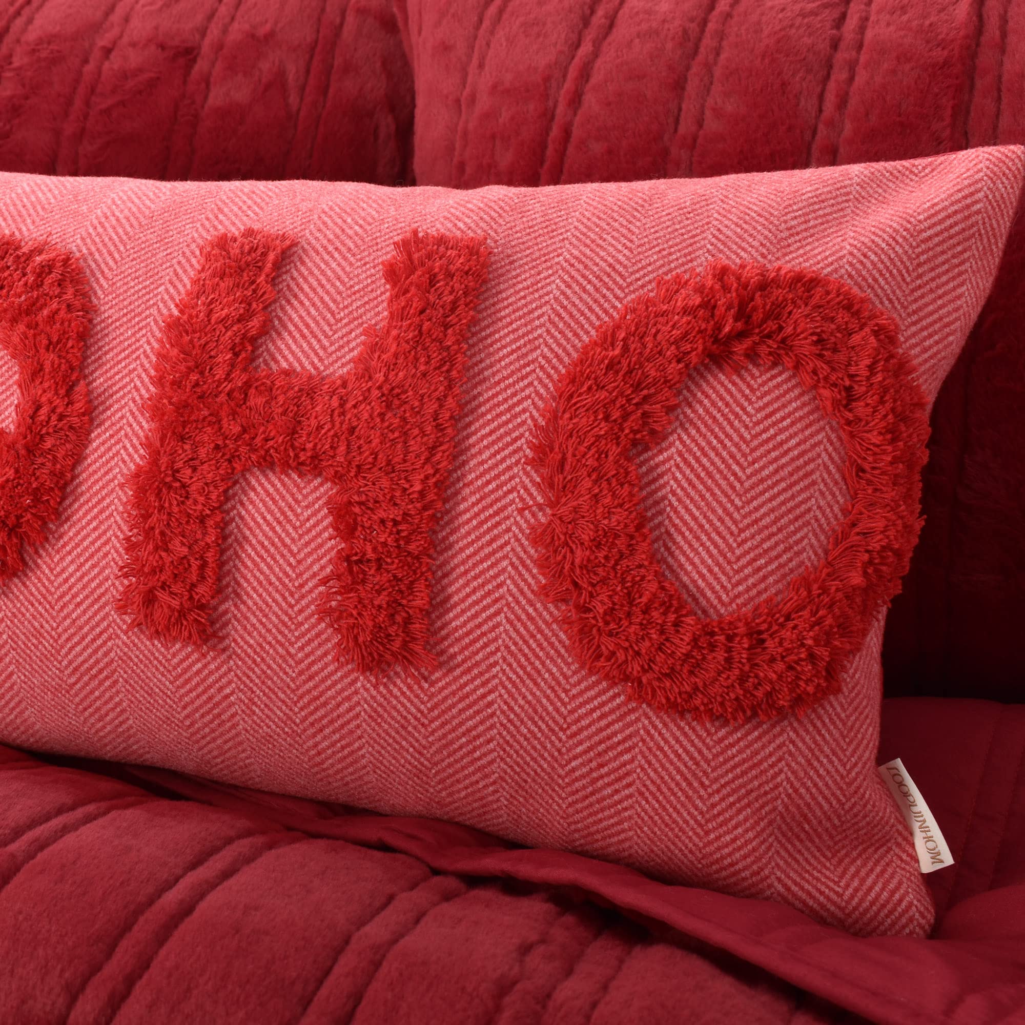 Festive Red Christmas Pillow Covers - 12x24 Inch Rectangle Lumbar Throw Pillows for Sofa, Couch & Bed - Holiday Home Decor for Living Room, Office & Christmas Party Decorations