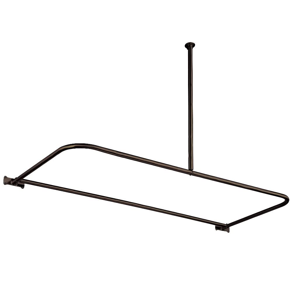 Kingston Brass Vintage D-Type Shower Rod - Oil Rubbed Bronze Finish - Heavy Duty Curtain Rod for Bathroom, Shower Enclosure & Vintage Style Decor