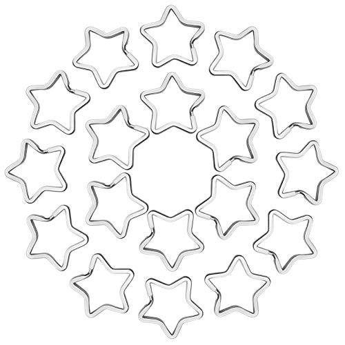 50Pcs Star Shaped Split Key Rings Silver
