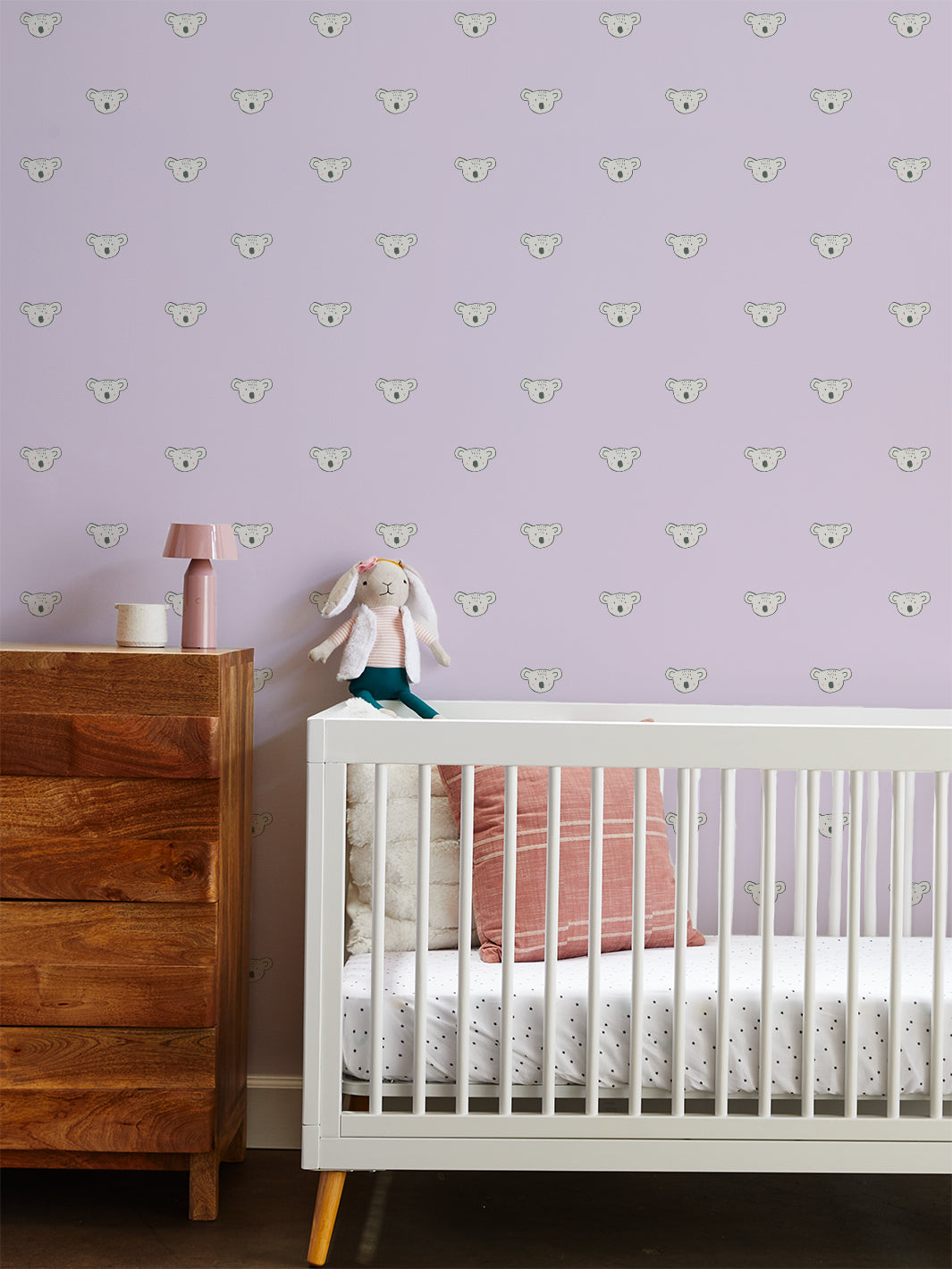 Koala Wallpaper by Tea Collection - Lavender Floral Design for Nursery, Kids Room & Home Decor
