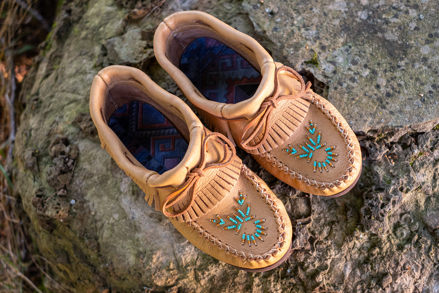Women's Soft Moose Hide Leather Moccasins with Rubber Sole & Fringed Design - Comfortable Indoor/Outdoor Slip-On Shoes for Casual Wear & Home