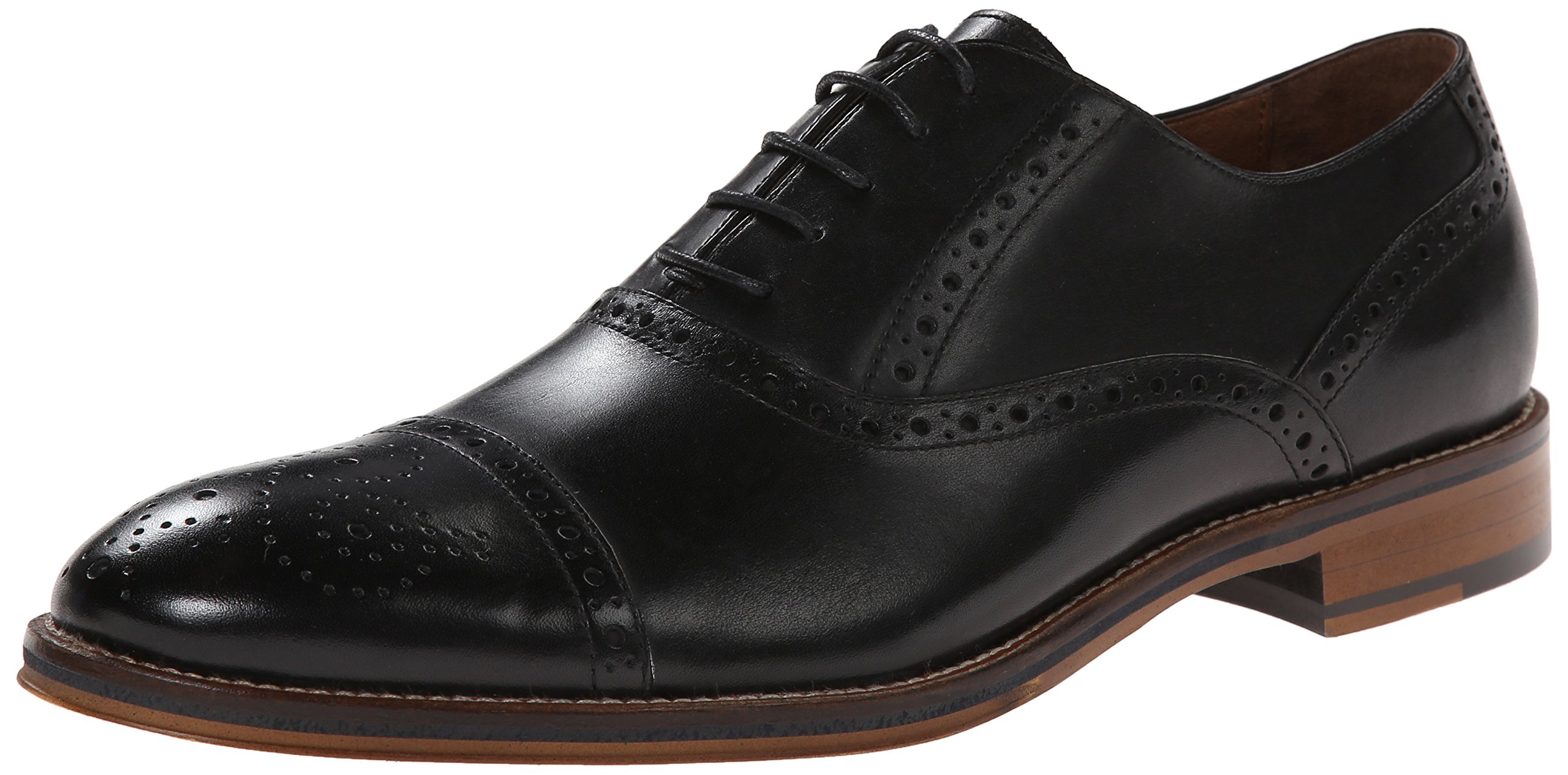 Johnston & Murphy Men’s Conard Cap Toe Dress Shoes - Hand-Burnished Leather Oxfords with Durable Rubber Sole for Business, Office & Formal Occasions