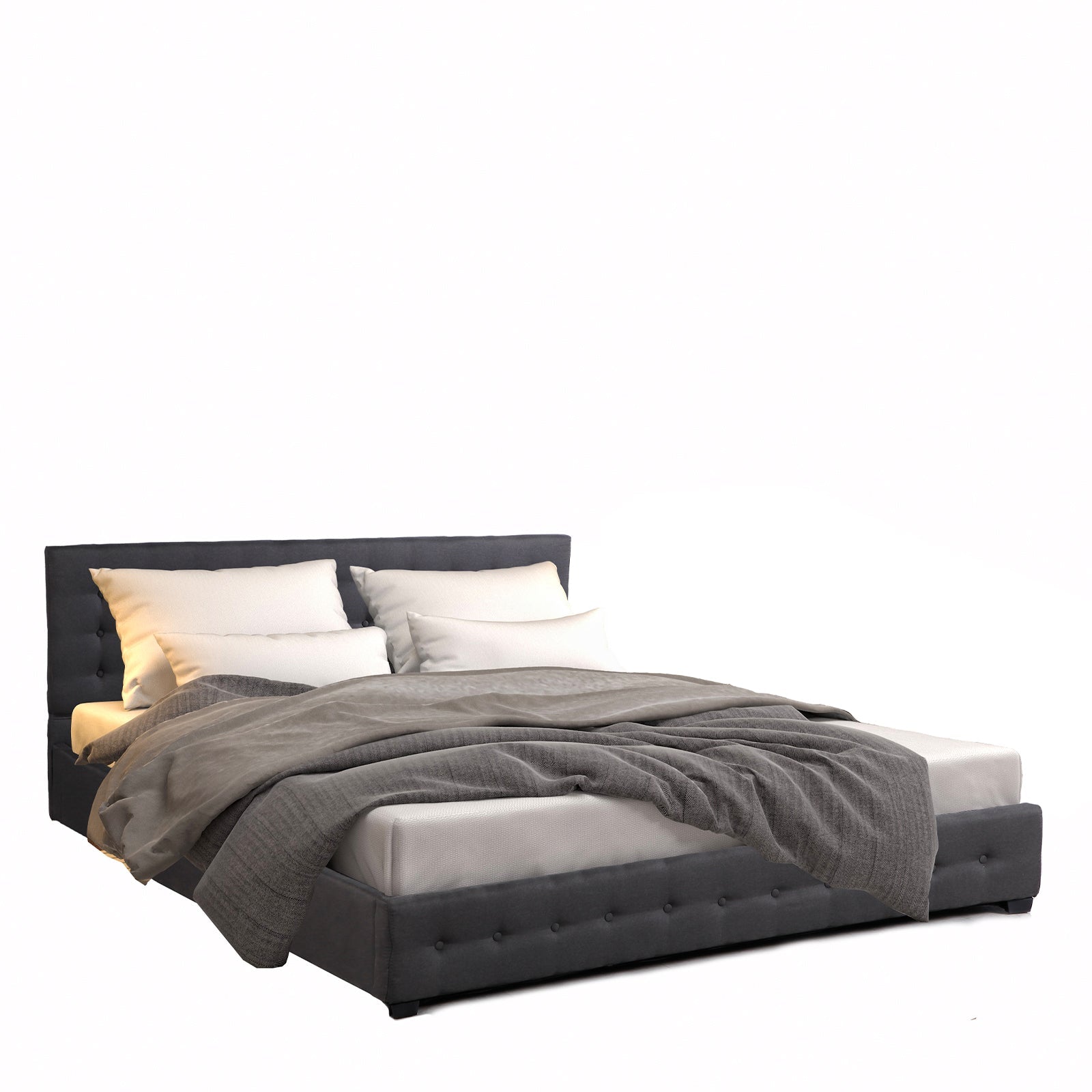 Eden Double Gas Lift Bed Frame with Storage - Dark Grey - Modern Platform Bed for Small Spaces, Guest Rooms & Apartments