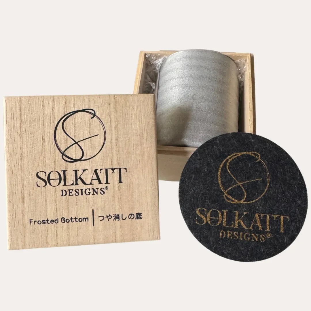 Premium 280ml Frosted Bottom Whisky Glass Set with Heavy Base Tumbler & Elegant Wooden Box - Perfect for Scotch, Bourbon, Whiskey Tasting & Home Bar Decor