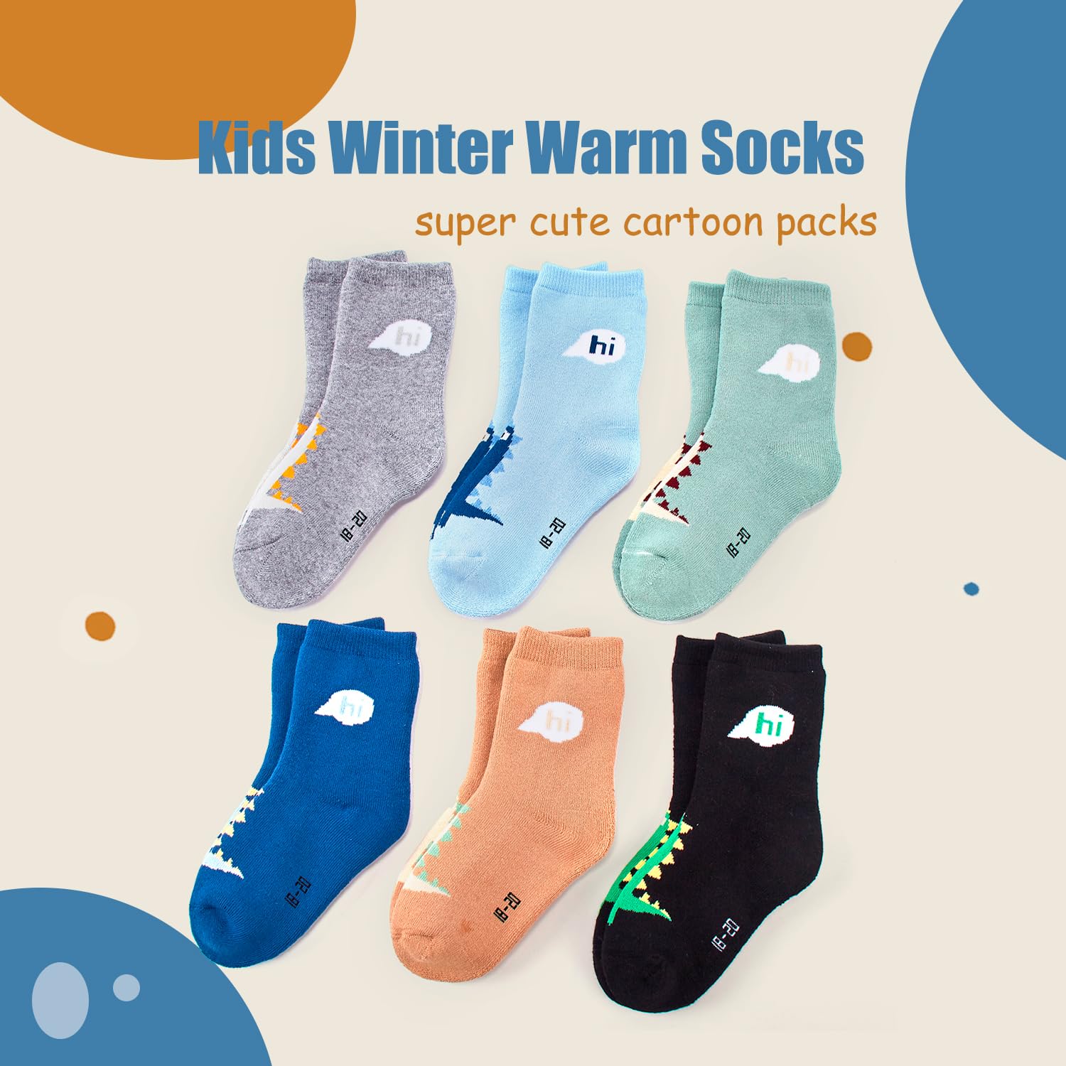 Boys' Winter Thermal Socks - 6 Pairs Thick Cotton Warm Crew Socks for Kids | Cold Weather, Snow Boots & Outdoor Activities