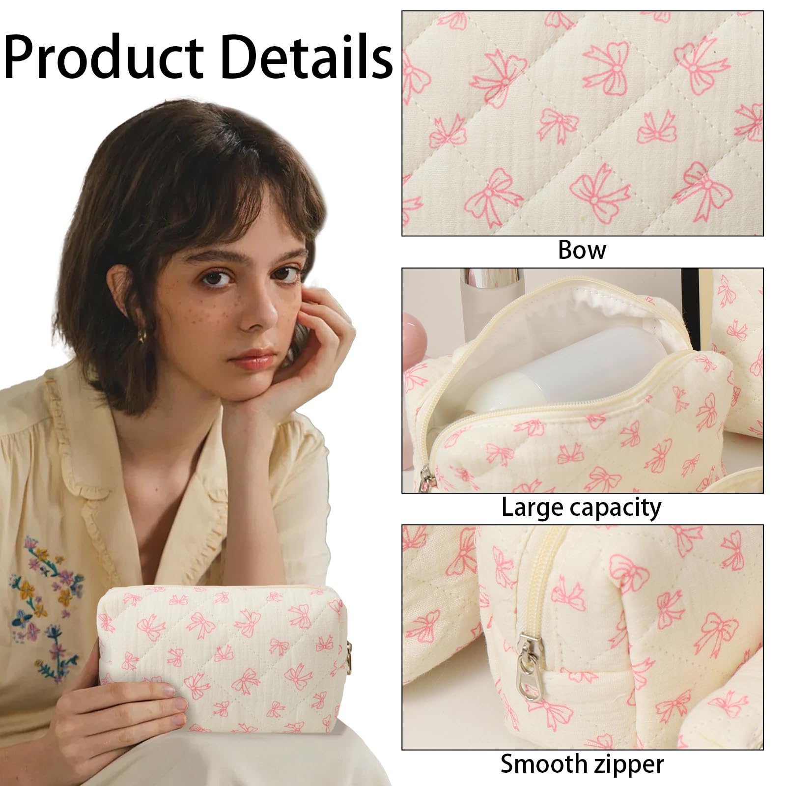 LYDZTION Large Makeup Bag for Women - Waterproof Cosmetic Organizer with Travel Toiletry Bag & Brush Pouch Set (1 Large Cosmetic Case + 1 Pencil Case) - Perfect for Travel, Home Storage & Daily Makeup Organization