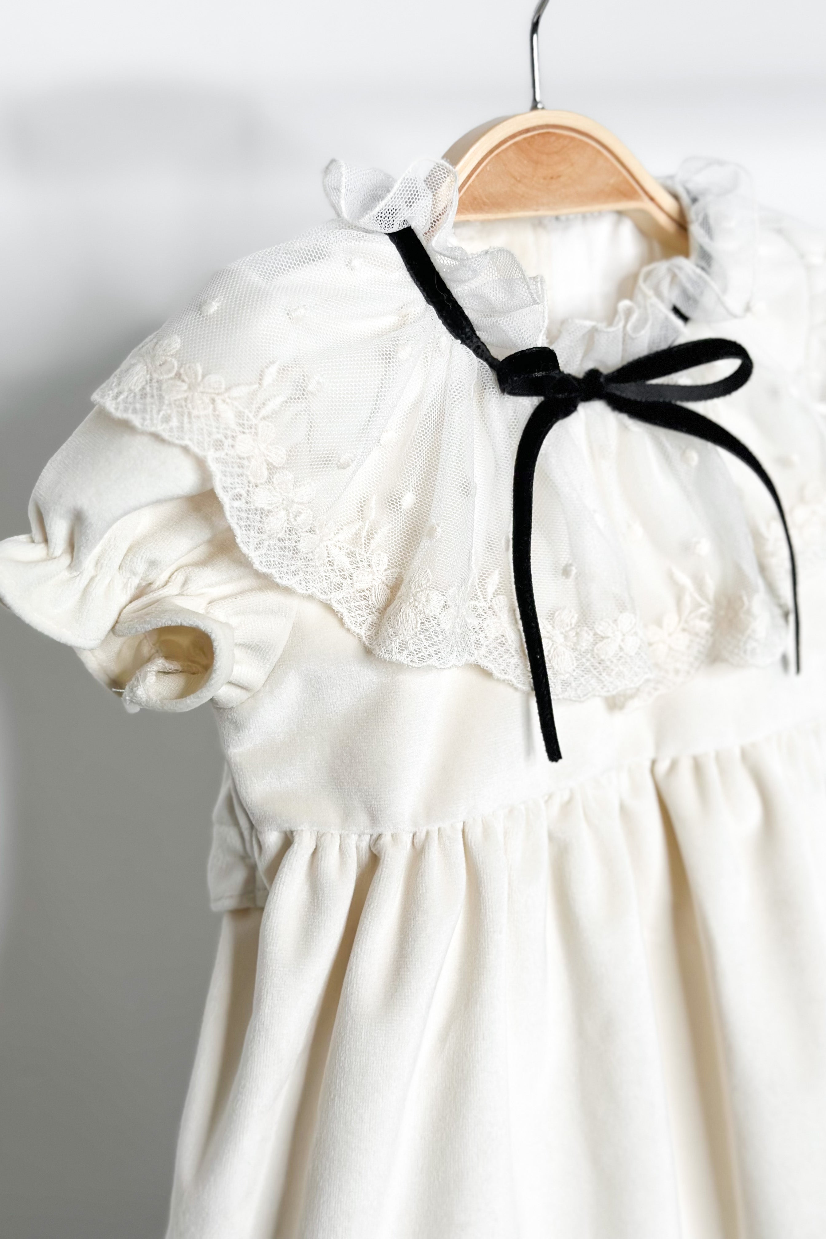 Nellie Cream Velvet Dress for Women - Elegant Soft Velvet Party Dress for Evening, Wedding, Cocktail & Special Occasions