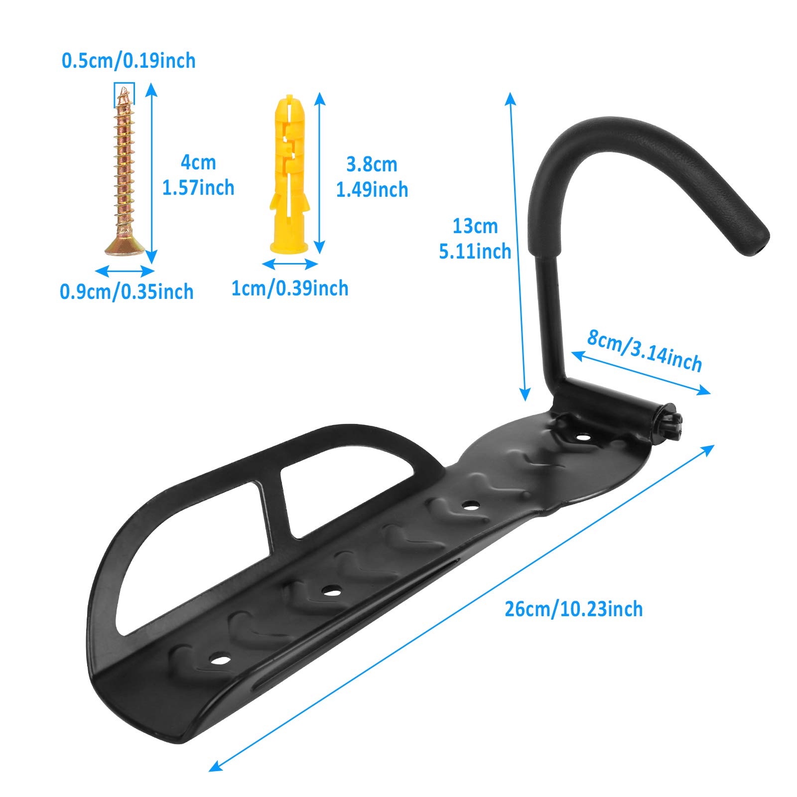 Heavy Duty Bike Wall Mount Hook Rack - 1 Pack Vertical Bicycle Storage Hanger with Screws for Garage & Indoor Use | Secure Bike Organizer for Home, Apartment, Cycling Enthusiasts | Black