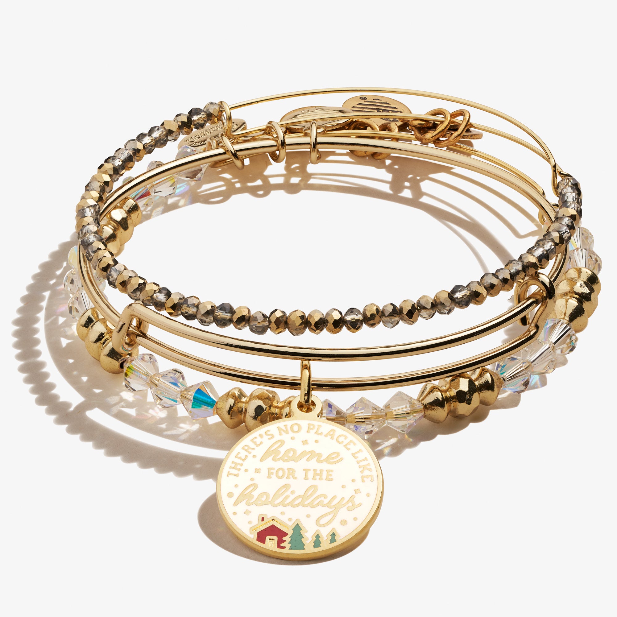 Christmas Holiday Charm Bangles Set of 3 - Festive Home Decor & Gift for Women - Perfect for Christmas Parties, Family Gatherings & Holiday Celebrations