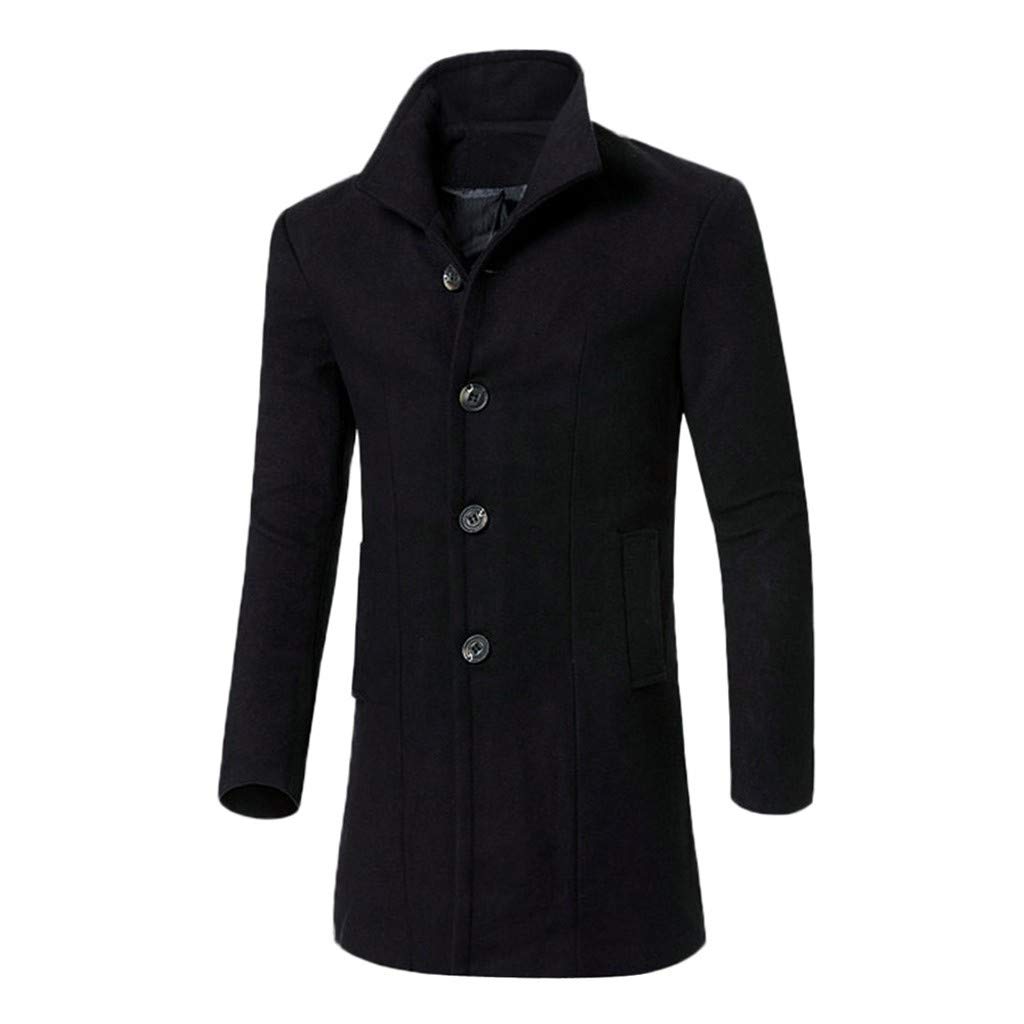 YHEGHT Men's Winter Trench Coat - Warm Long Overcoat with Button Closure, Smart Travel Jacket for Business & Outdoor Activities