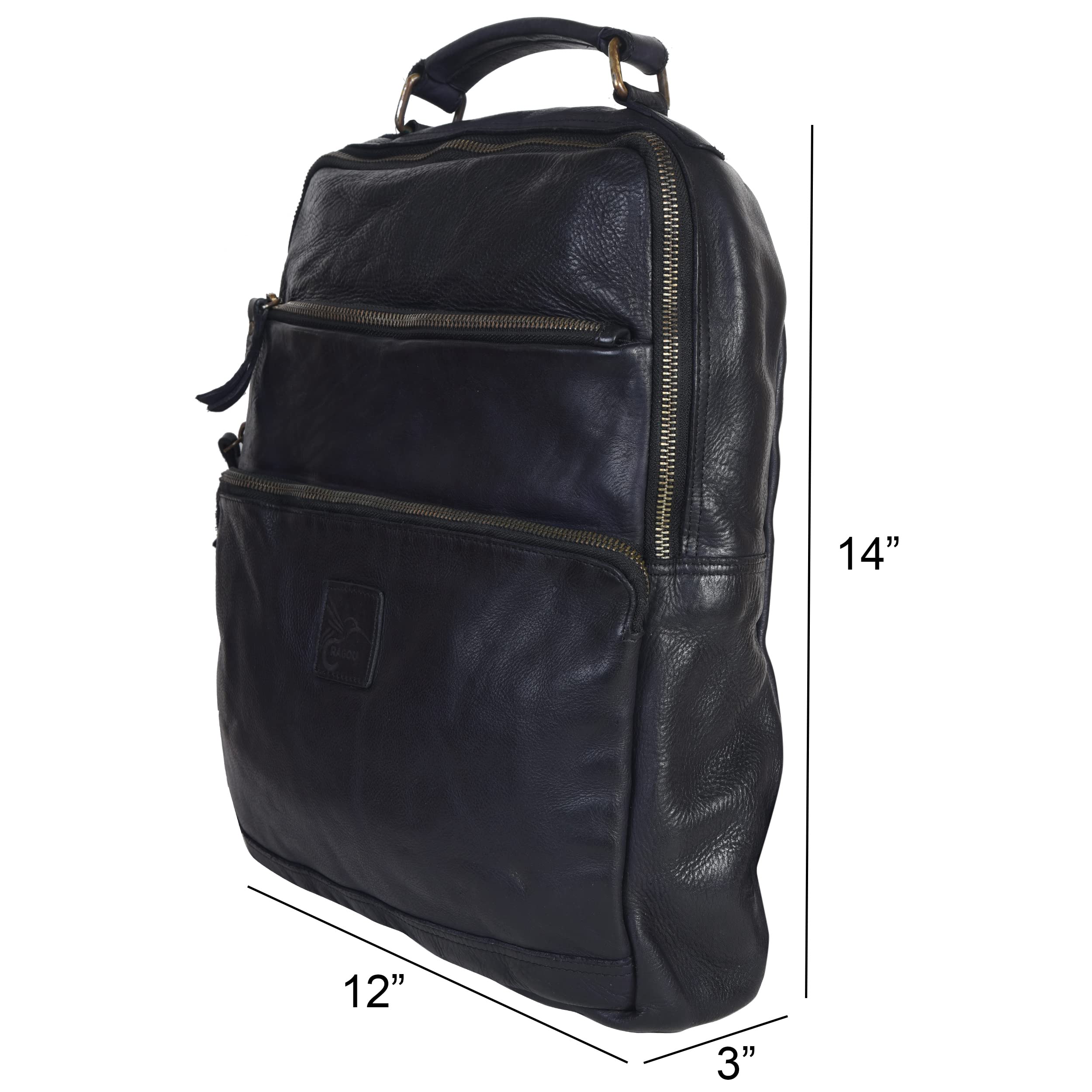 Premium Unisex Leather Casual Backpack - Durable College & School Bag with Adjustable Shoulder Strap for Men & Women (Navy Blue) - Perfect for Work, Travel & Everyday Use