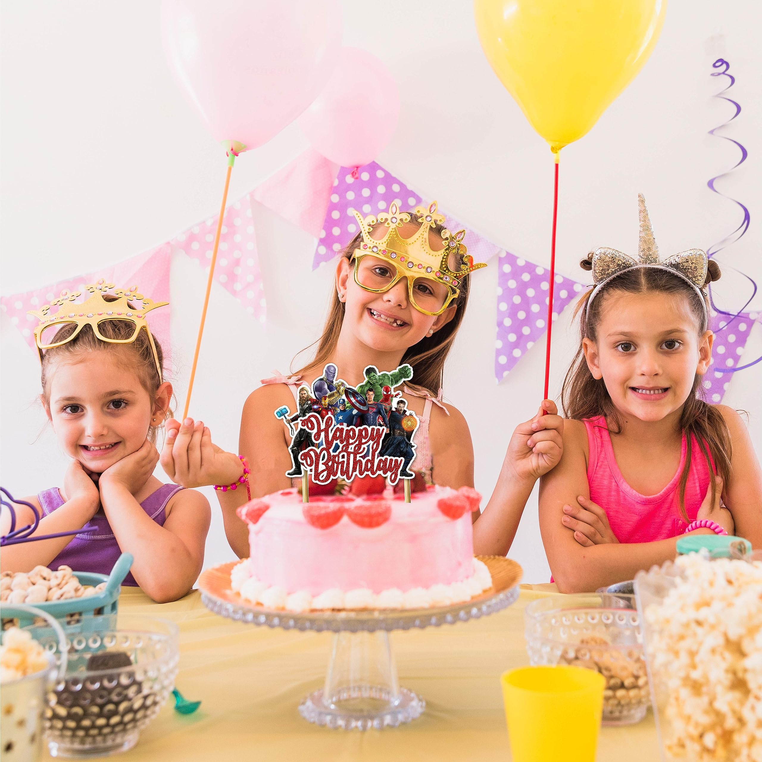 Superhero Happy Birthday Cake Topper - Premium Birthday Party Decorations for Superhero Theme Cakes, Cupcakes & Desserts - Perfect for Kids' Birthday Parties, Superhero Celebrations & Special Events