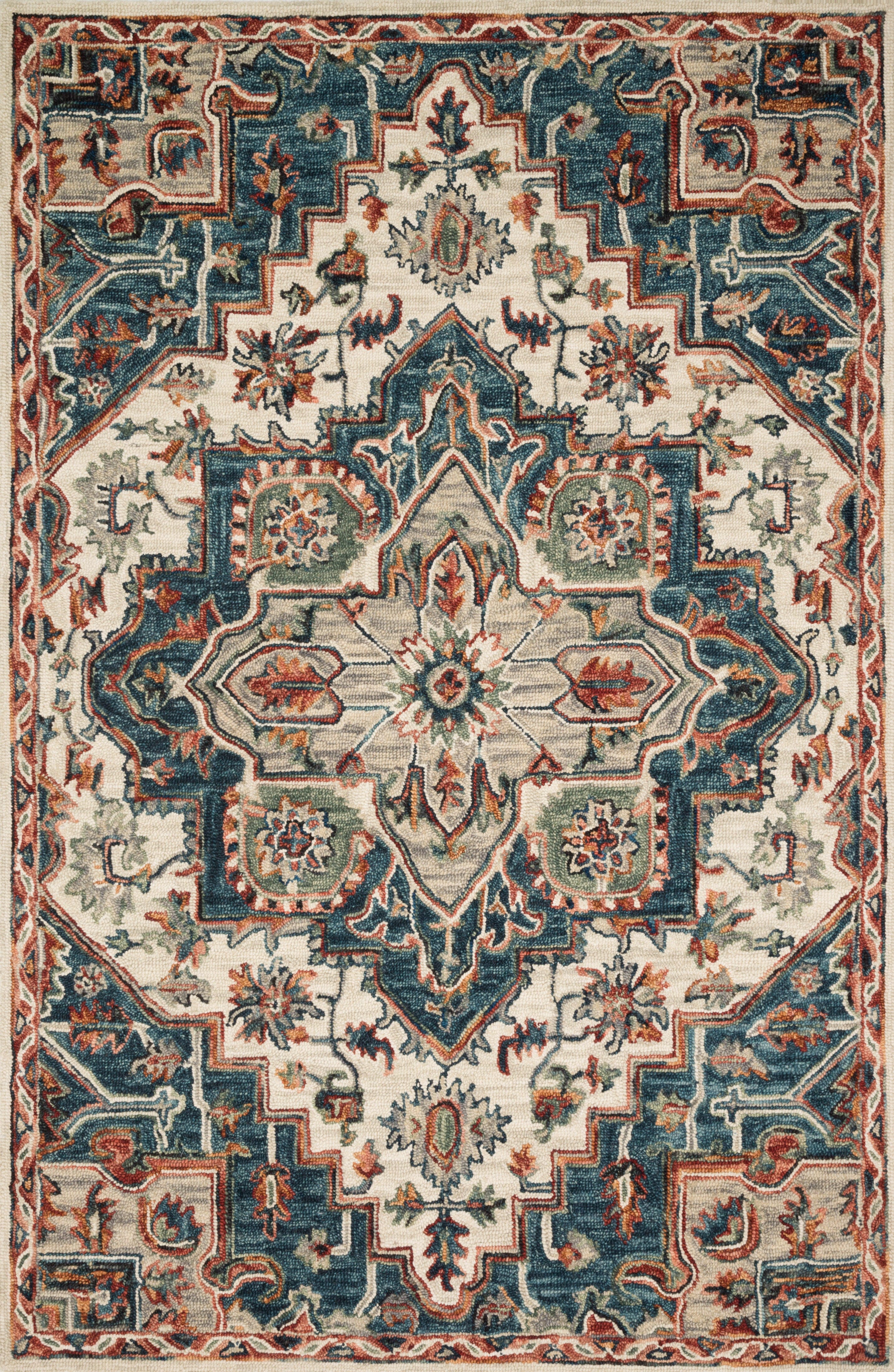 Loloi Victoria Area Rug - Handmade Vintage Design in Blue & Red - Perfect for Living Room, Bedroom, or Office Decor