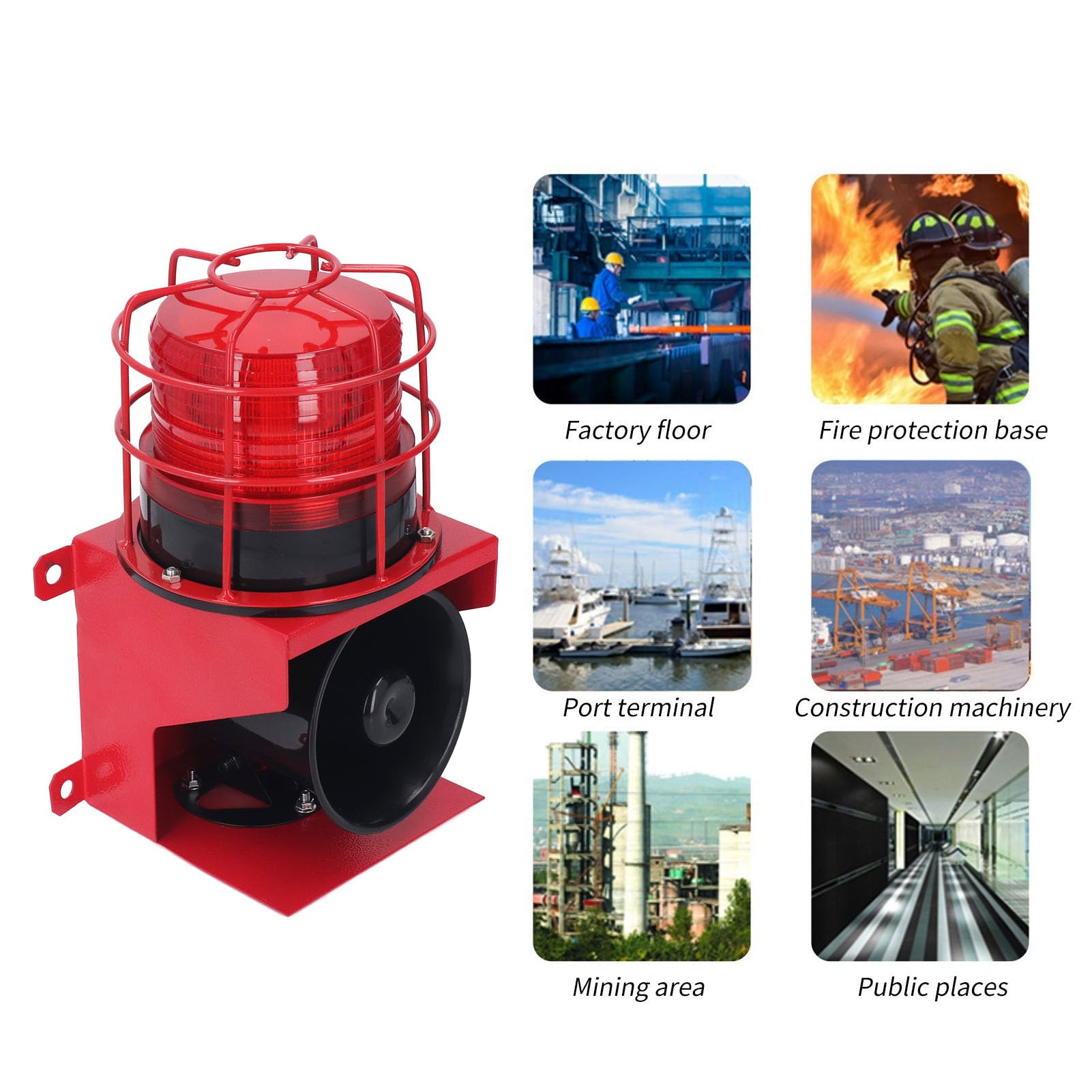 115dB Industrial Sound & Light Alarm - High Power Siren Horn with LED Strobe - IP65 Waterproof Wall Mount Emergency Alarm for Outdoor Use (DC12V) - Perfect for Factories, Warehouses & Security Systems