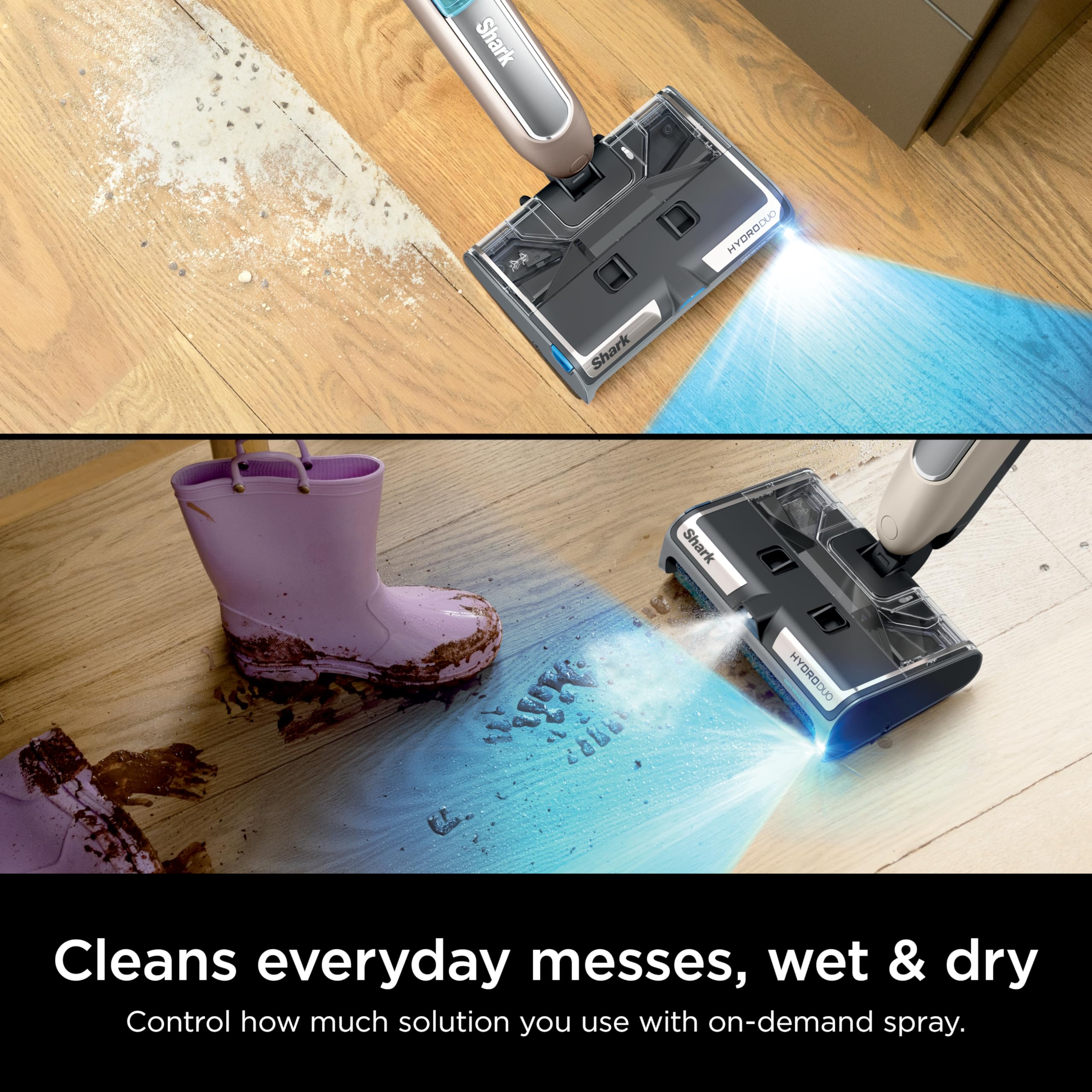 Shark HydroDuo Cordless Hard Floor Cleaning System with Dirt-Reveal Technology | Wet & Dry Debris Pickup | Mops & Scrubs Simultaneously | Works on Hardwood, Tile, Laminate & Stone Floors | Perfect for Daily Cleaning in Kitchens, Bathrooms & High-Traffic Areas | Stone Metallic WW201