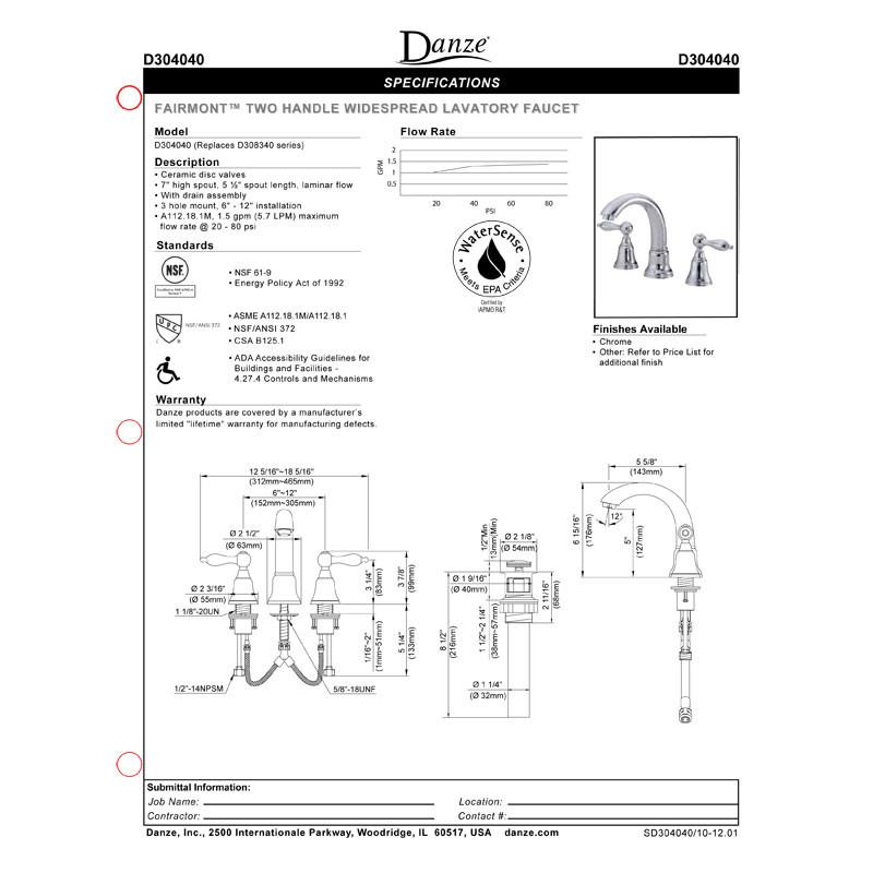 Danze Fairmont Brushed Nickel 2-Handle Widespread Bathroom Faucet with Pop-Up Drain - Elegant Sink Faucet for Modern Bathrooms, Powder Rooms & Guest Baths