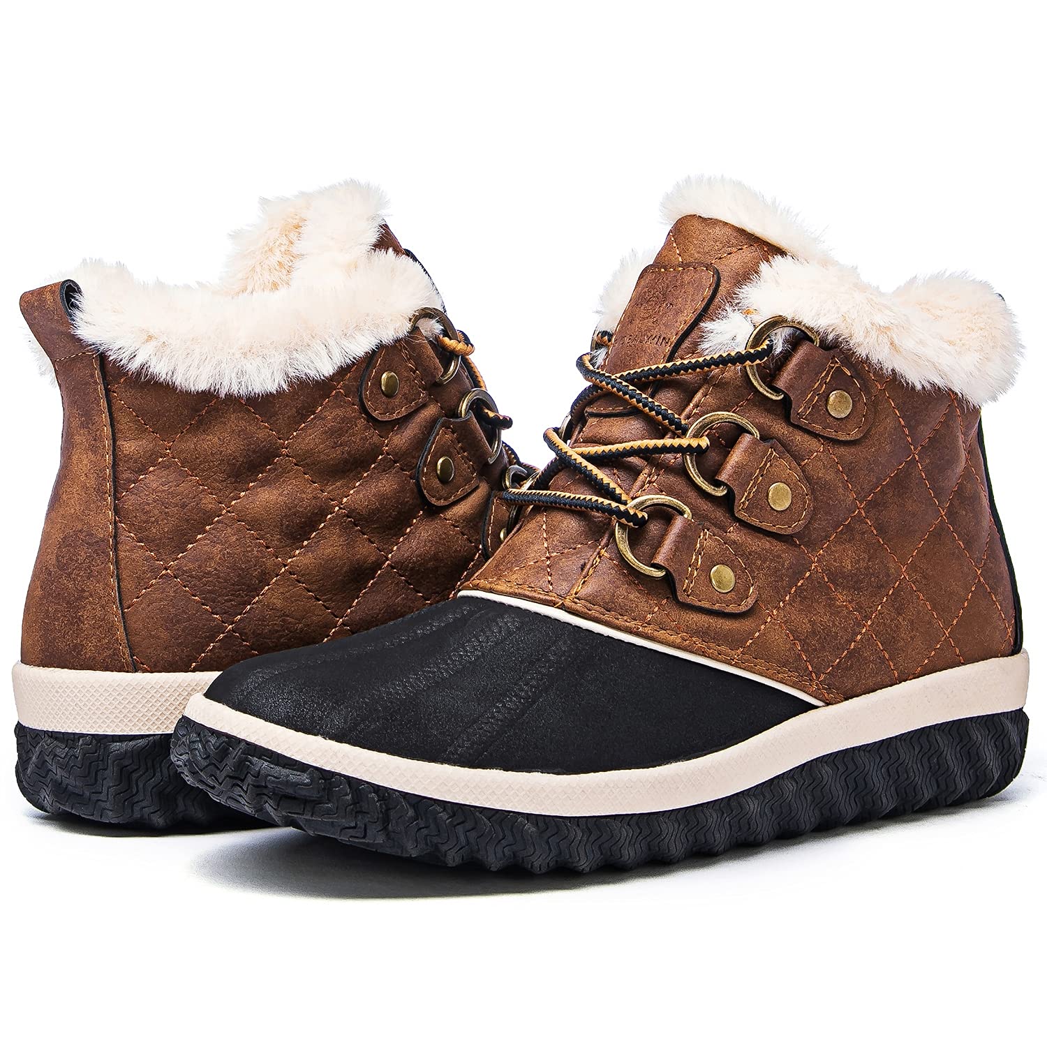 GLOBALWIN Women's Winter Ankle Boots - Waterproof Snow Boots for Women, Warm Fur Lined Slip Resistant Shoes - Perfect for Snowy Weather, Hiking & Outdoor Activities