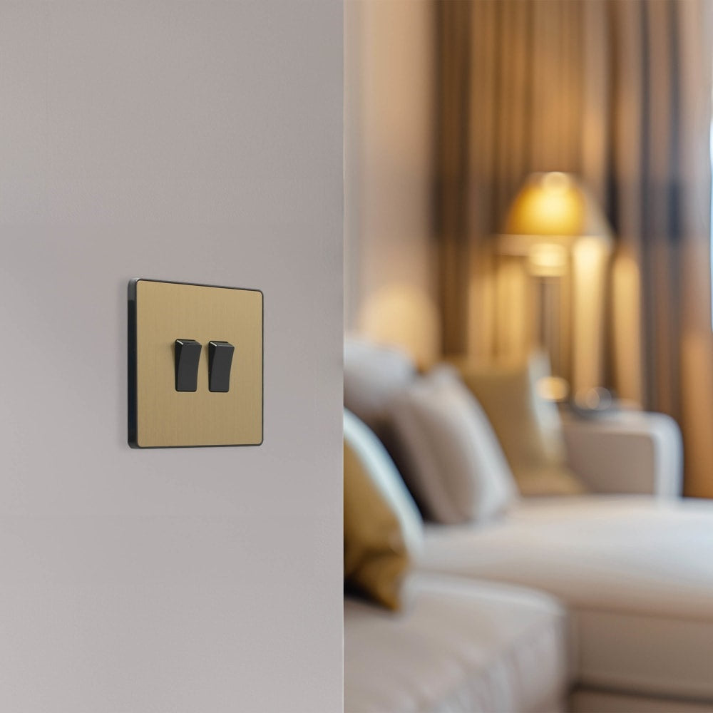 BG Evolve Satin Brass 2-Gang 2-Way Light Switch PCDSB42B - Perfect for Modern Home Lighting Control and Smart Switch Upgrades