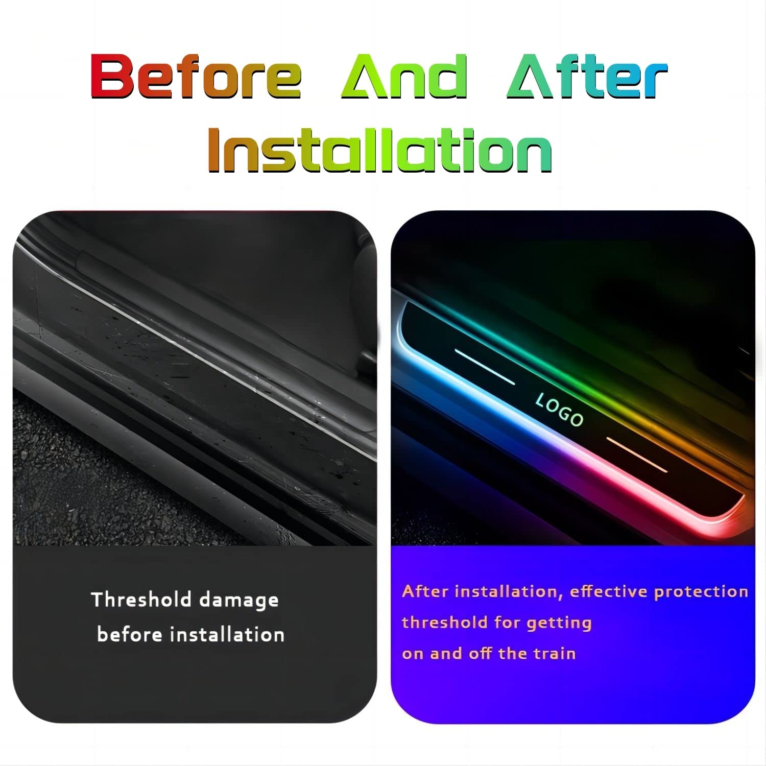 Custom LED Car Door Sill Lights with Auto-Sensing & Wireless Welcome Projection - Personalized Logo/Text - Waterproof 4PCs Set - Perfect Birthday Gift for Men & Women - Enhance Your Vehicle's Style & Safety for Nighttime Entry/Exit