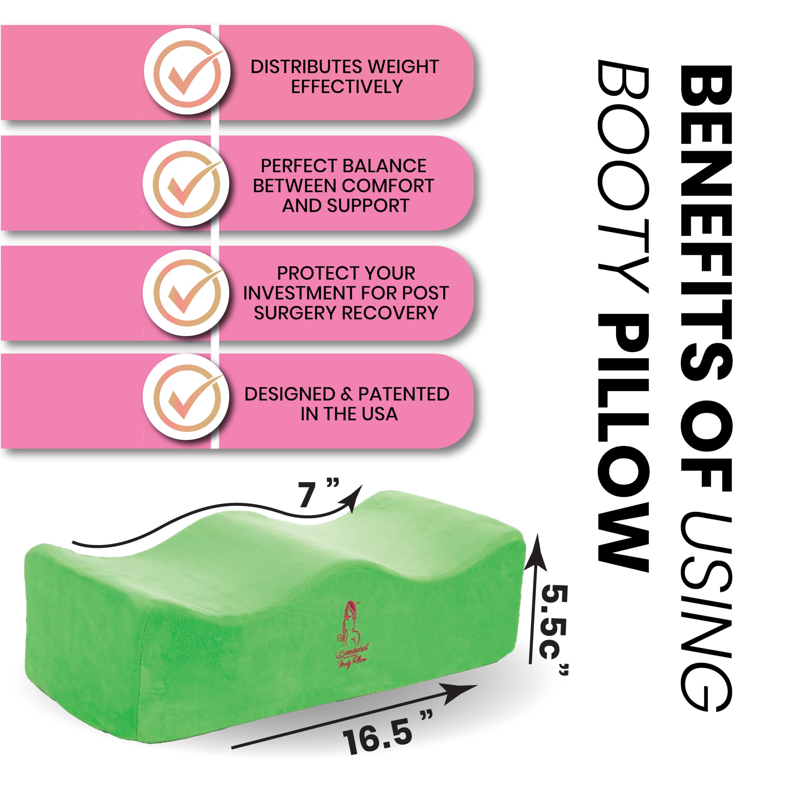 Post Surgery BBL Pillow & Supplies - Butt Cushion with Ab Board, Female Urinal & Lipo Foam for Comfort After Brazilian Butt Lift & Liposuction - Perfect for Recovery, Travel & Sitting Comfort